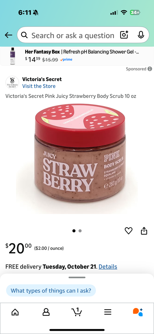 Victoria's Secret Pink Juicy Strawberry Body Scrub 10 oz