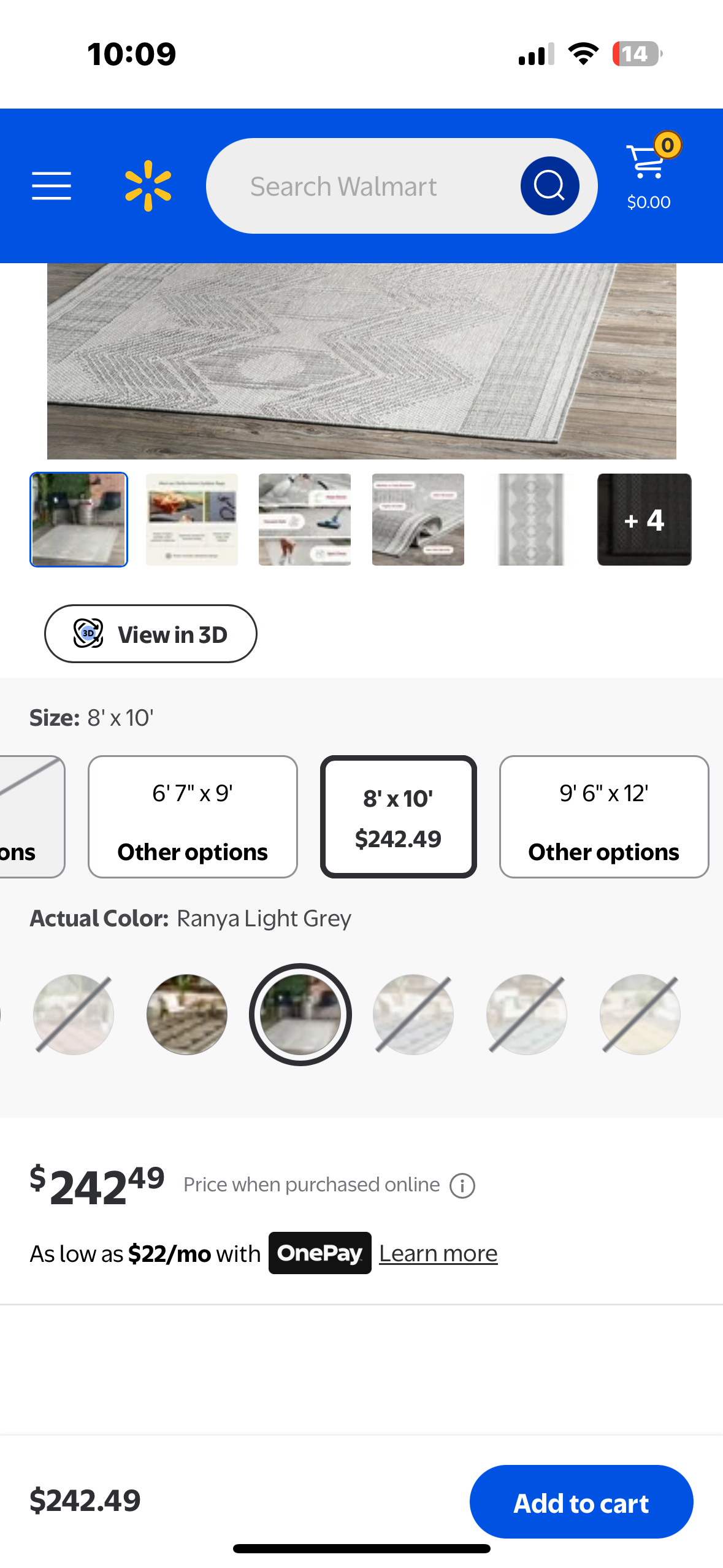 Tribal Indoor/Outdoor Area Rug, 8' x 10', Ranya Light Grey (L1048)