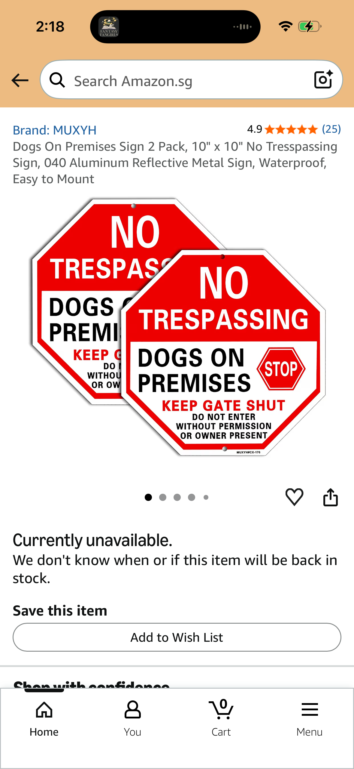 Dogs On Premises Sign 2 Pack, 10" x 10" No Tresspassing Sign, 040 Aluminum Reflective Metal Sign, Waterproof, Easy to Mount