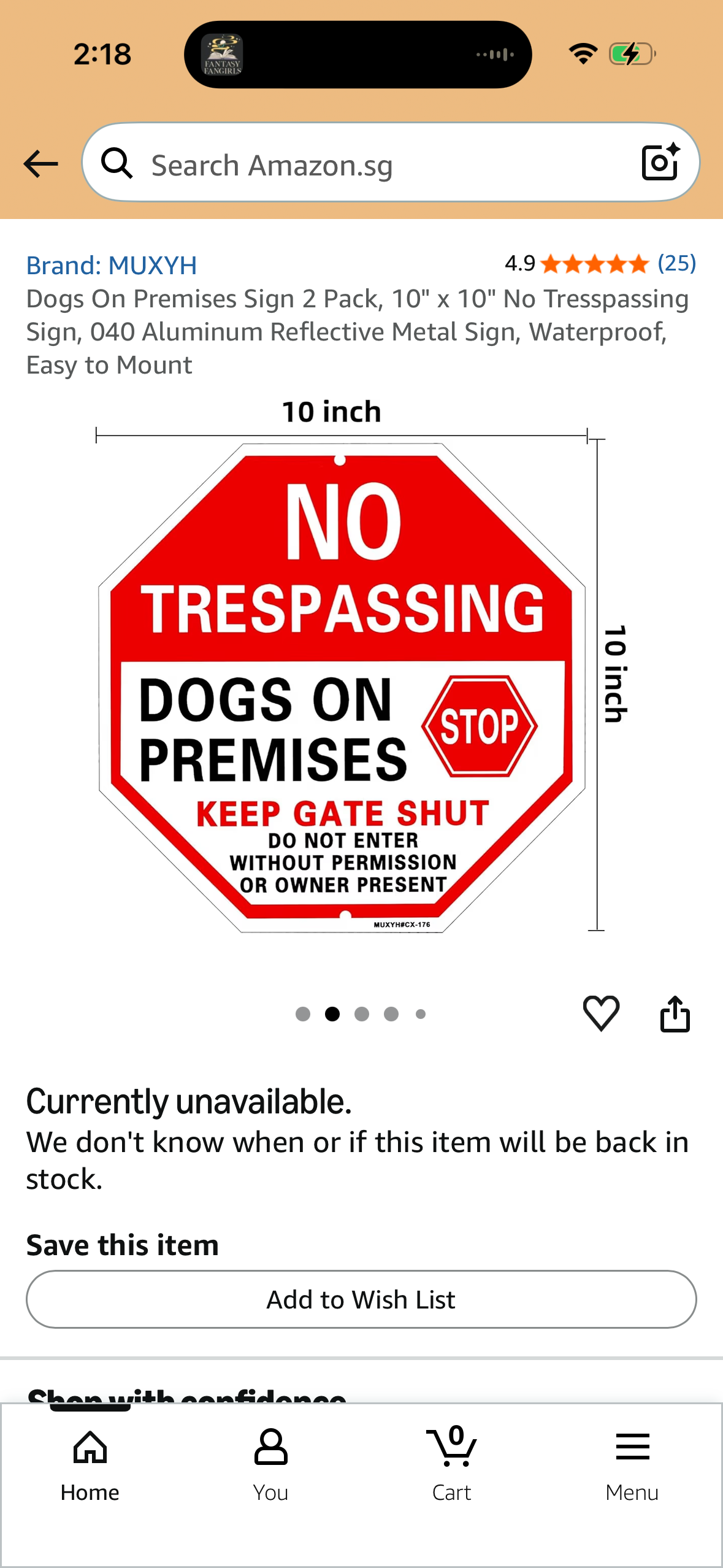 Dogs On Premises Sign 2 Pack, 10" x 10" No Tresspassing Sign, 040 Aluminum Reflective Metal Sign, Waterproof, Easy to Mount