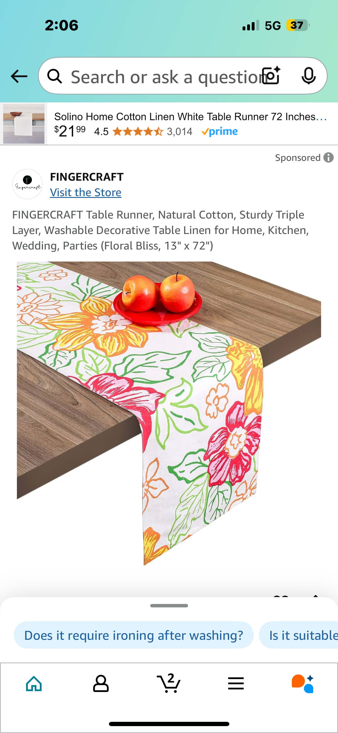 Table Runner, Natural Cotton, Sturdy Triple Layer, Washable Decorative Table Linen for Home, Kitchen, Wedding, Parties (Floral Bliss, 13" x 72)