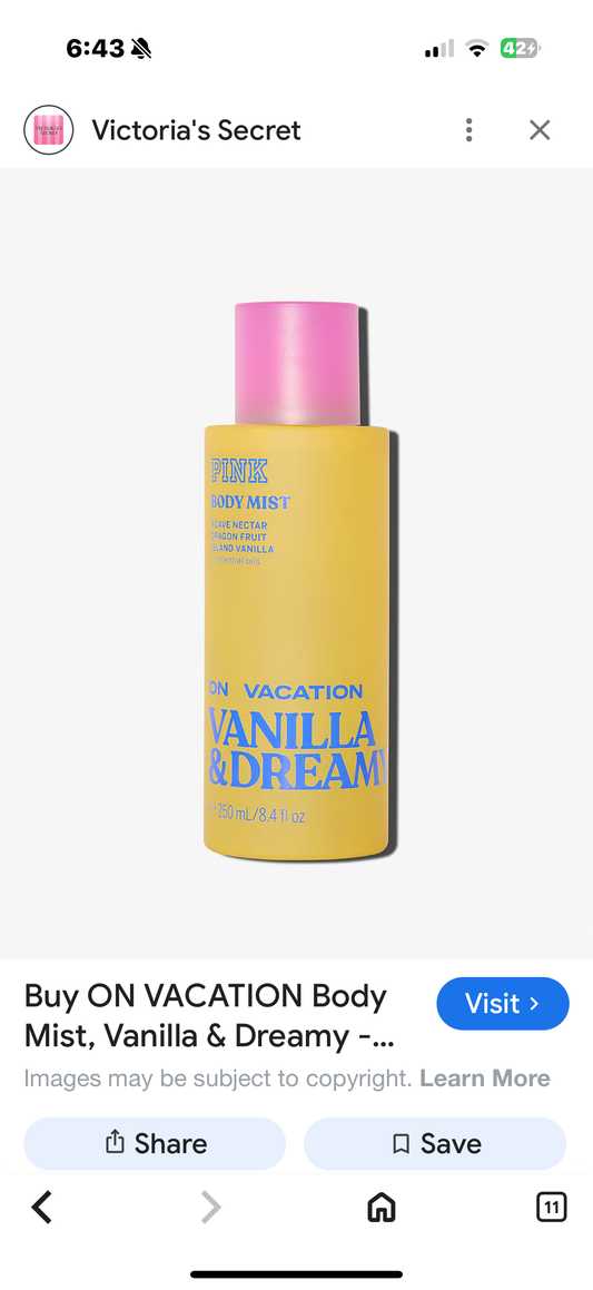 Victoria's Secret Pink On Vacation Vanilla & Dream