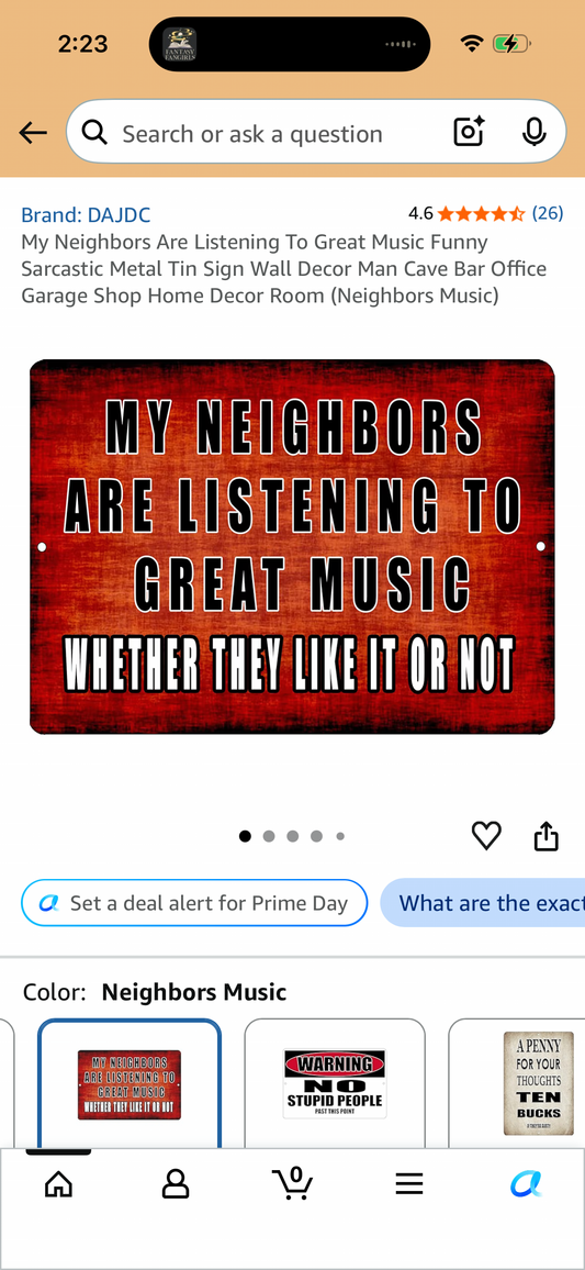 My Neighbors Are Listening To Great Music Funny Sarcastic Metal Tin Sign Wall Decor Man Cave Bar Office Garage Shop Home Decor Room (Neighbors Music)