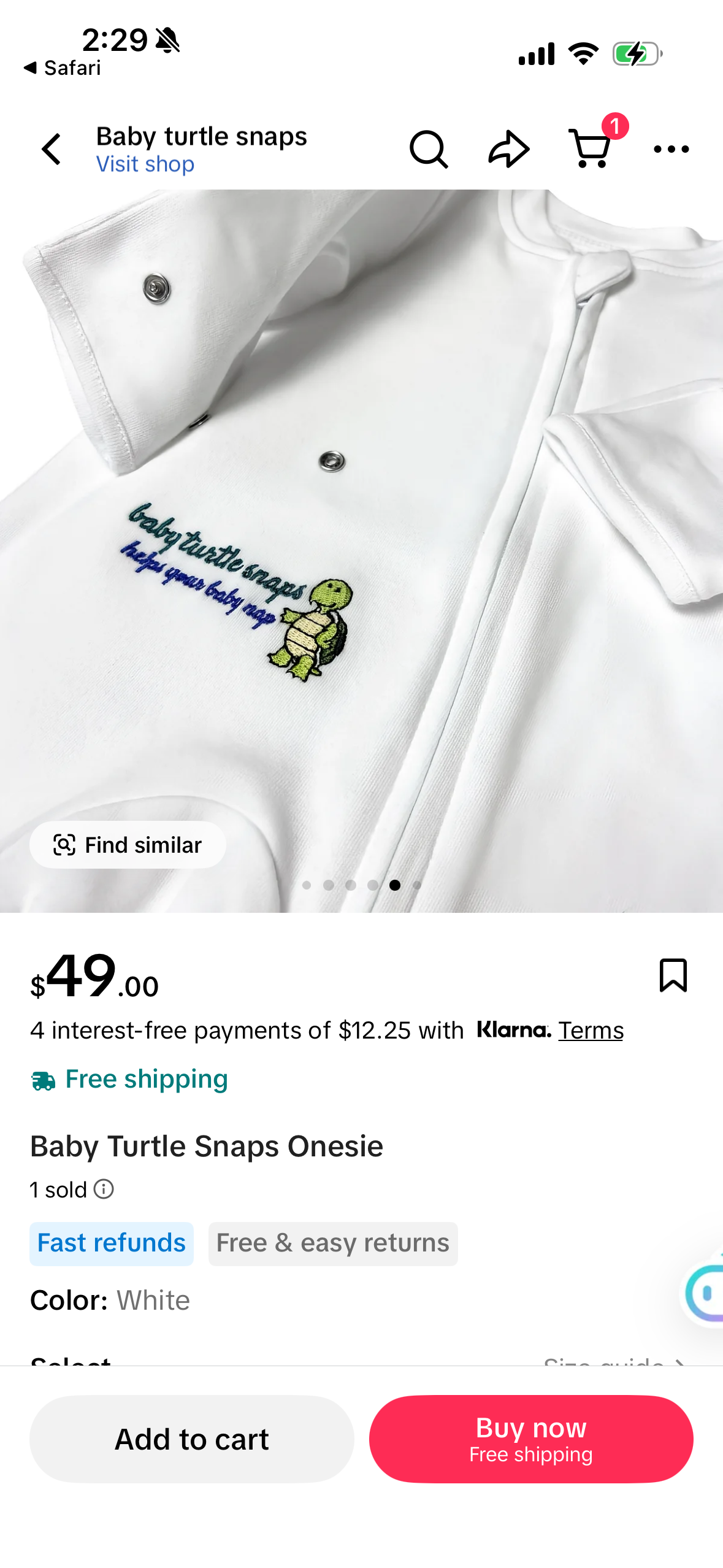 Baby Turtle Snaps Baby Cotton Onesie – Baby Sleeper Romper with Two-Way Zipper, Snap Closures, Fold-Over Cuffs