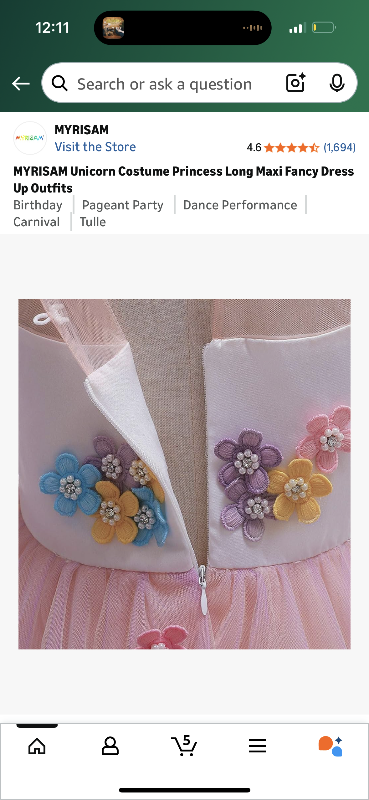 Unicorn Costume Princess Long Maxi Fancy Dress Up (Sizes Vary 8-11T)