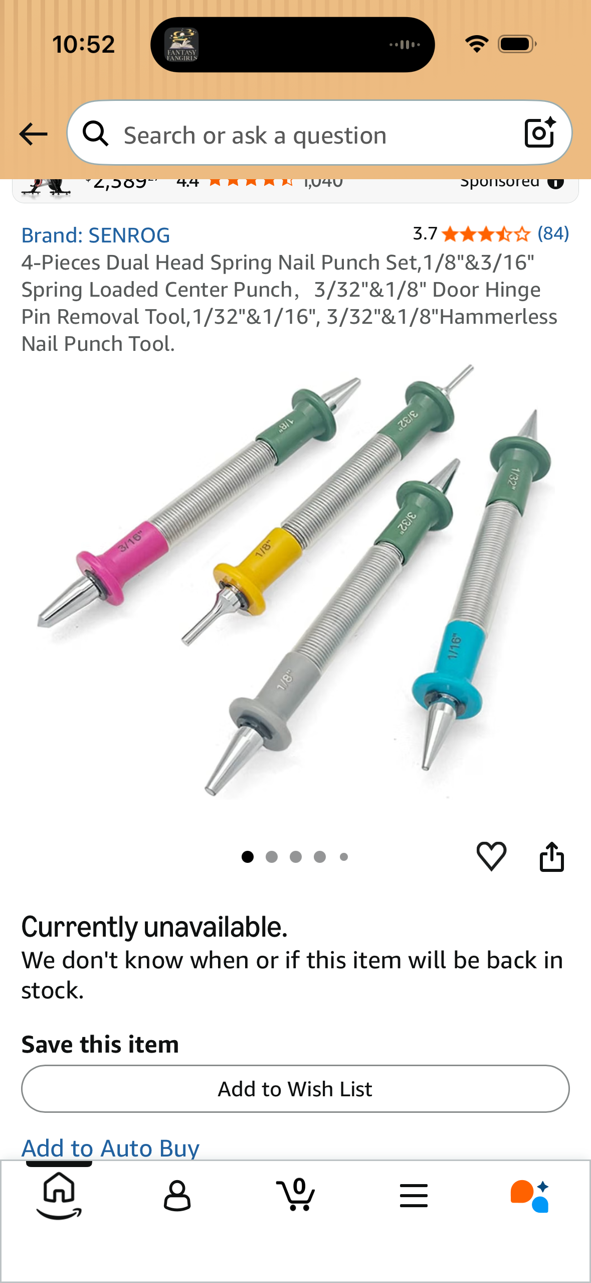 4-Pieces Dual Head Spring Nail Punch Set,1/8"&3/16" Spring Loaded Center Punch，3/32"&1/8" Door Hinge Pin Removal Tool,1/32"&1/16", 3/32"&1/8" Hammerless Nail Punch Tool.