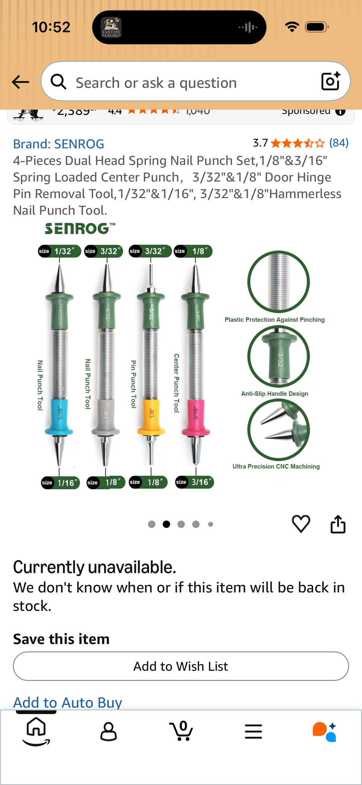 4-Pieces Dual Head Spring Nail Punch Set,1/8"&3/16" Spring Loaded Center Punch，3/32"&1/8" Door Hinge Pin Removal Tool,1/32"&1/16", 3/32"&1/8" Hammerless Nail Punch Tool.