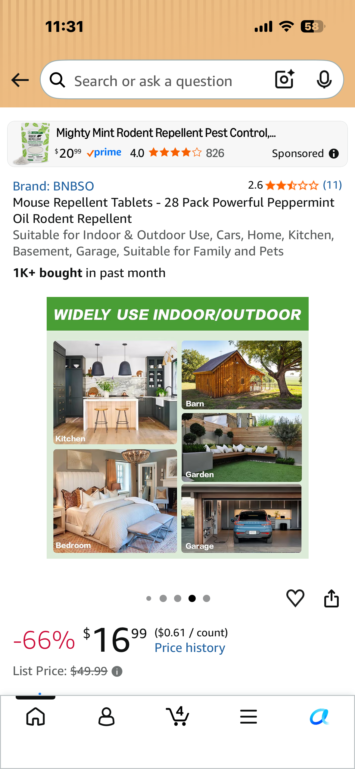Mouse Repellent Tablets - 28 Pack Powerful Peppermint Oil Rodent Repellent Suitable for Indoor & Outdoor Use, Cars, Home, Kitchen, Basement, Garage, Suitable for Family and Pets