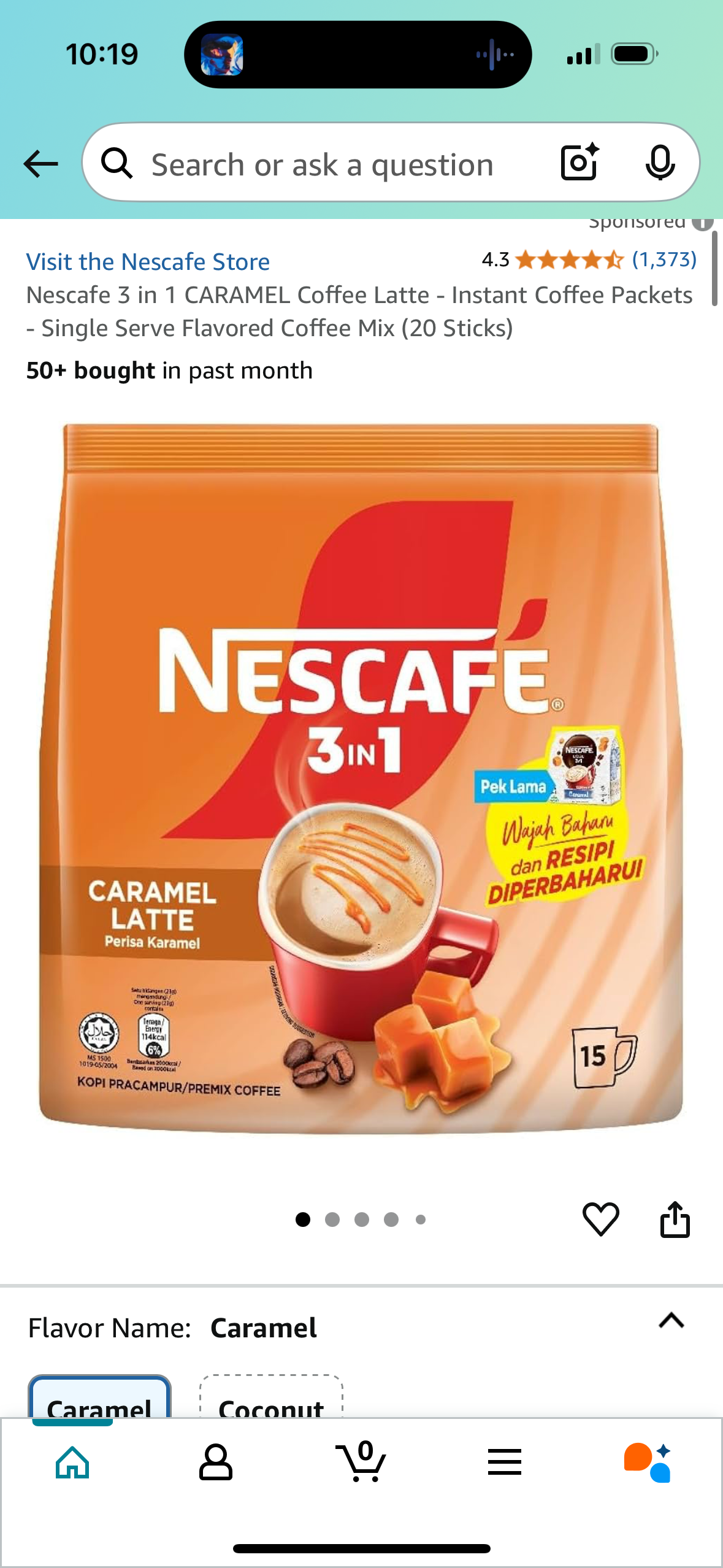 Nescafe 3 in 1 CARAMEL Coffee Latte - Instant Coffee Packets - Single Serve Flavored Coffee Mix (20 Sticks)