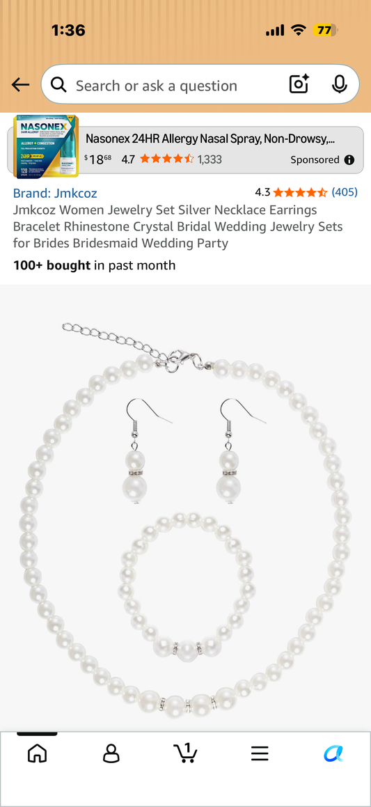 Women Jewelry Set Silver Necklace Earrings Bracelet Rhinestone Crystal Bridal Wedding Jewelry Sets for Brides Bridesmaid Wedding Party 100