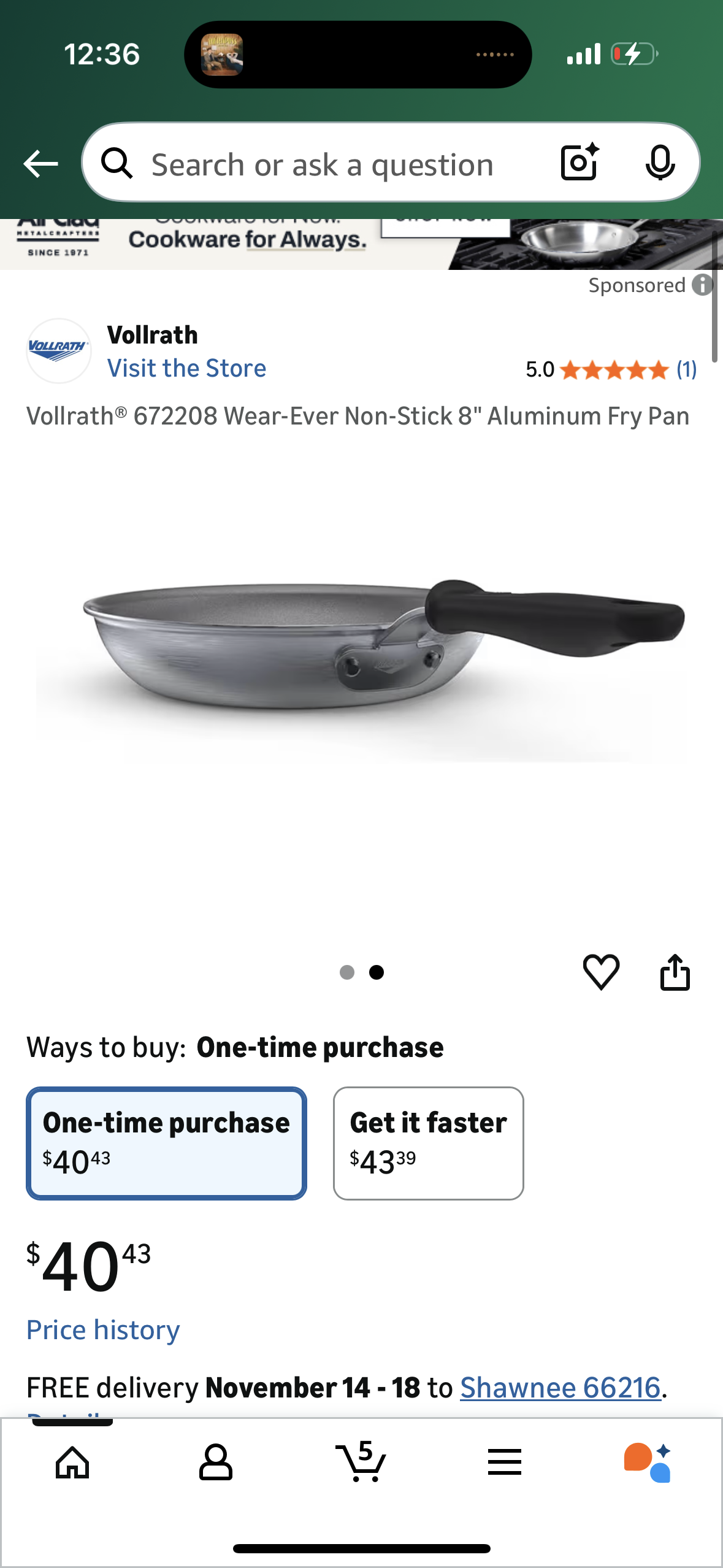 Vollrath® 672208 Wear-Ever Non-Stick 8" Aluminum Fry Pan