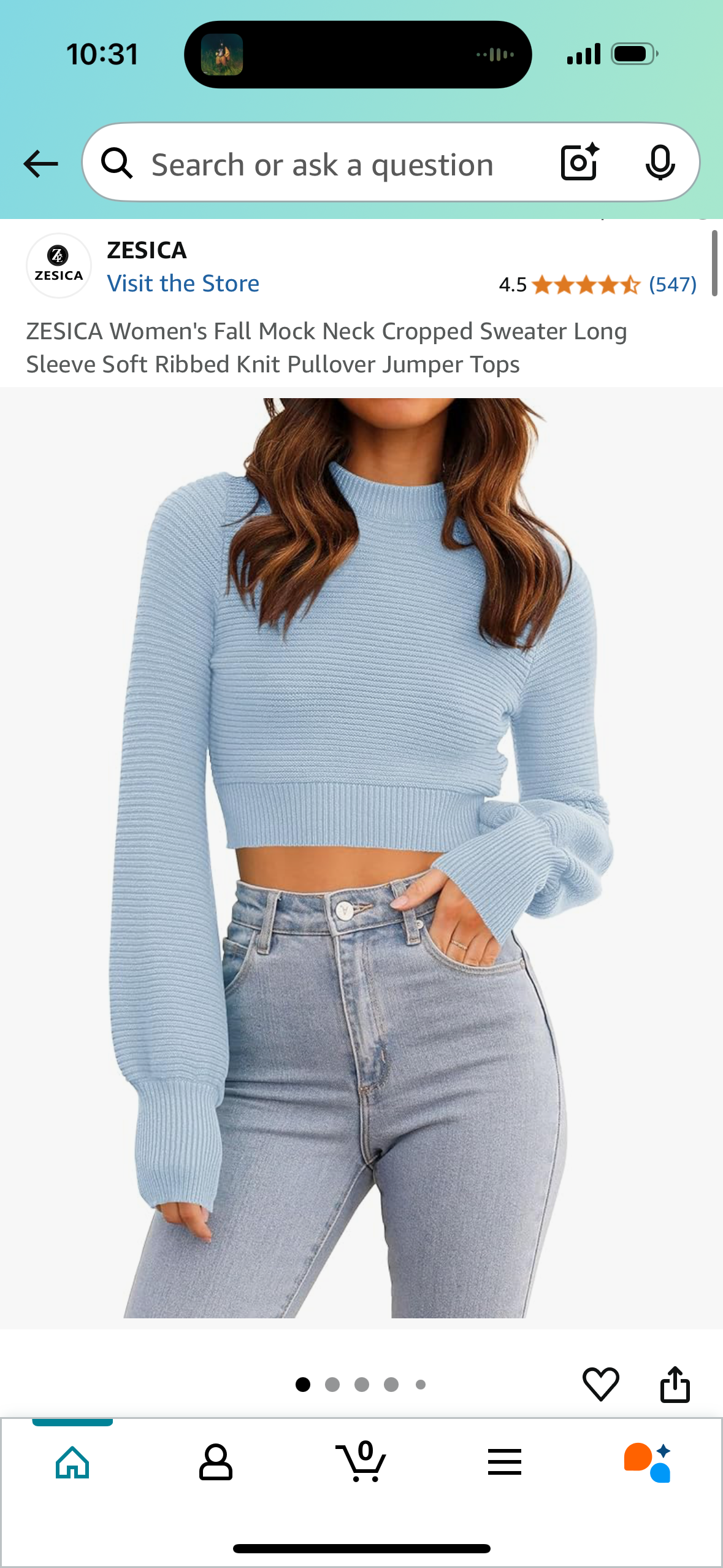 ZESICA Women's Fall Mock Neck Cropped Sweater Long Sleeve Soft Ribbed Knit Pullover Jumper Tops