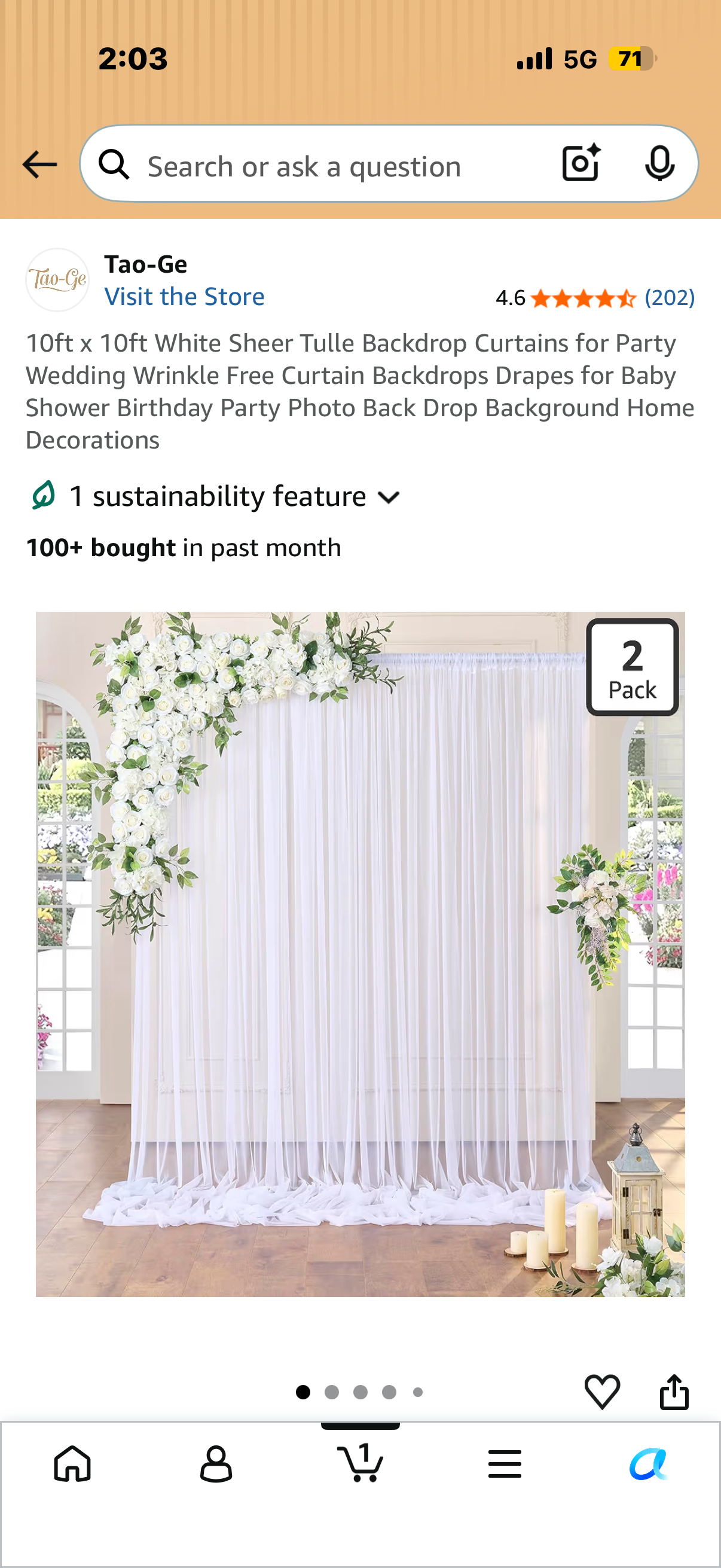 10ft x 10ft White Sheer Tulle Backdrop Curtains for Party Wedding Wrinkle Free Curtain Backdrops Drapes for Baby Shower Birthday Party Photo Back Drop Background Home Decorations