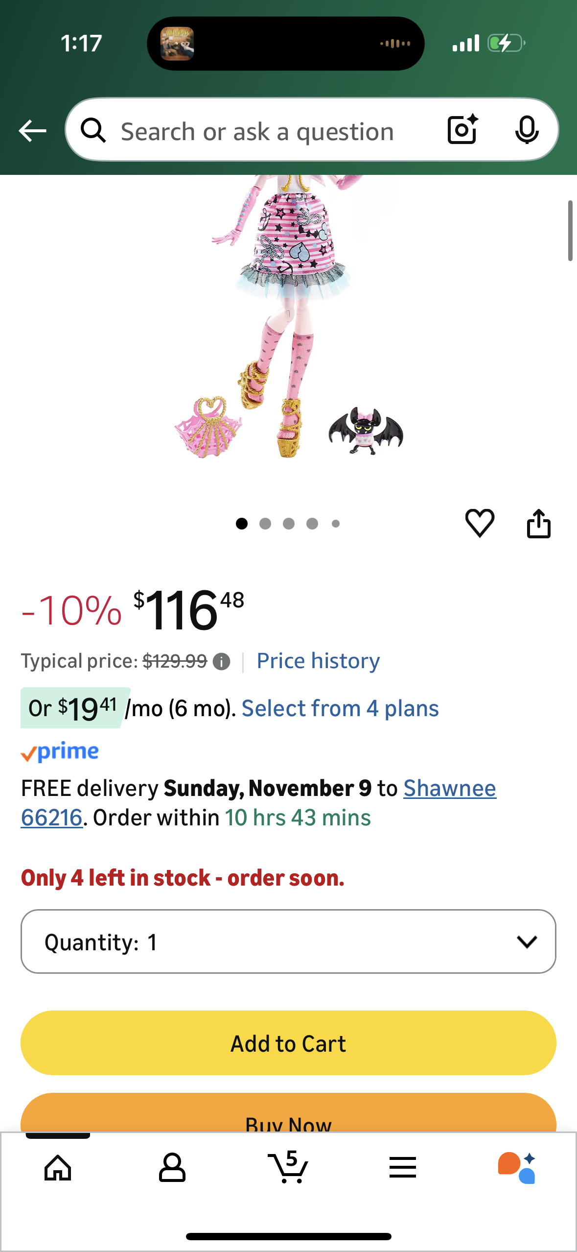 Monster High Shriekwrecked Nautical Ghouls Draculaura Doll