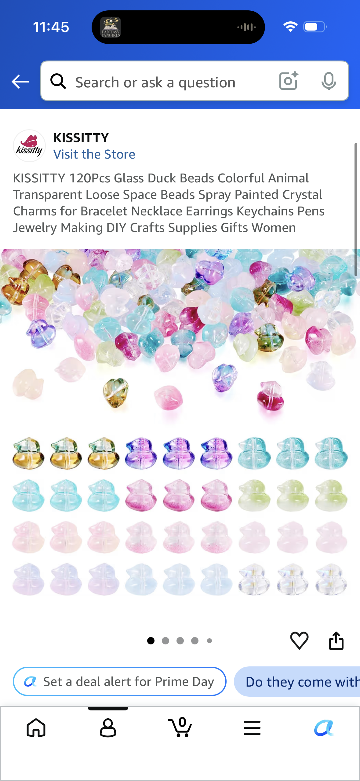 KISSITTY 120Pcs Glass Duck Beads Colorful Animal Transparent Loose Space Beads Spray Painted Crystal Charms for Bracelet Necklace Earrings Keychains Pens Jewelry Making DIY Crafts Supplies Gifts Women
