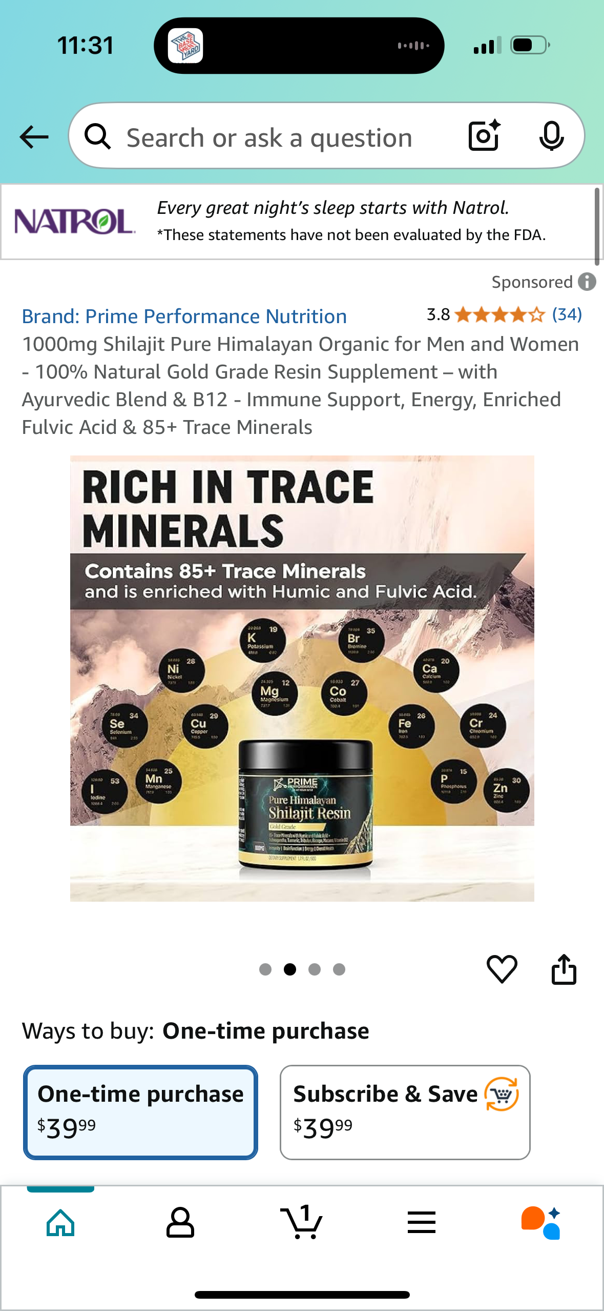 1000mg Shilajit Pure Himalayan Organic for Men and Women - 100% Natural Gold Grade Resin Supplement – with Ayurvedic Blend & B12 - Immune Support, Energy, Enriched Fulvic Acid & 85+ Trace Minerals