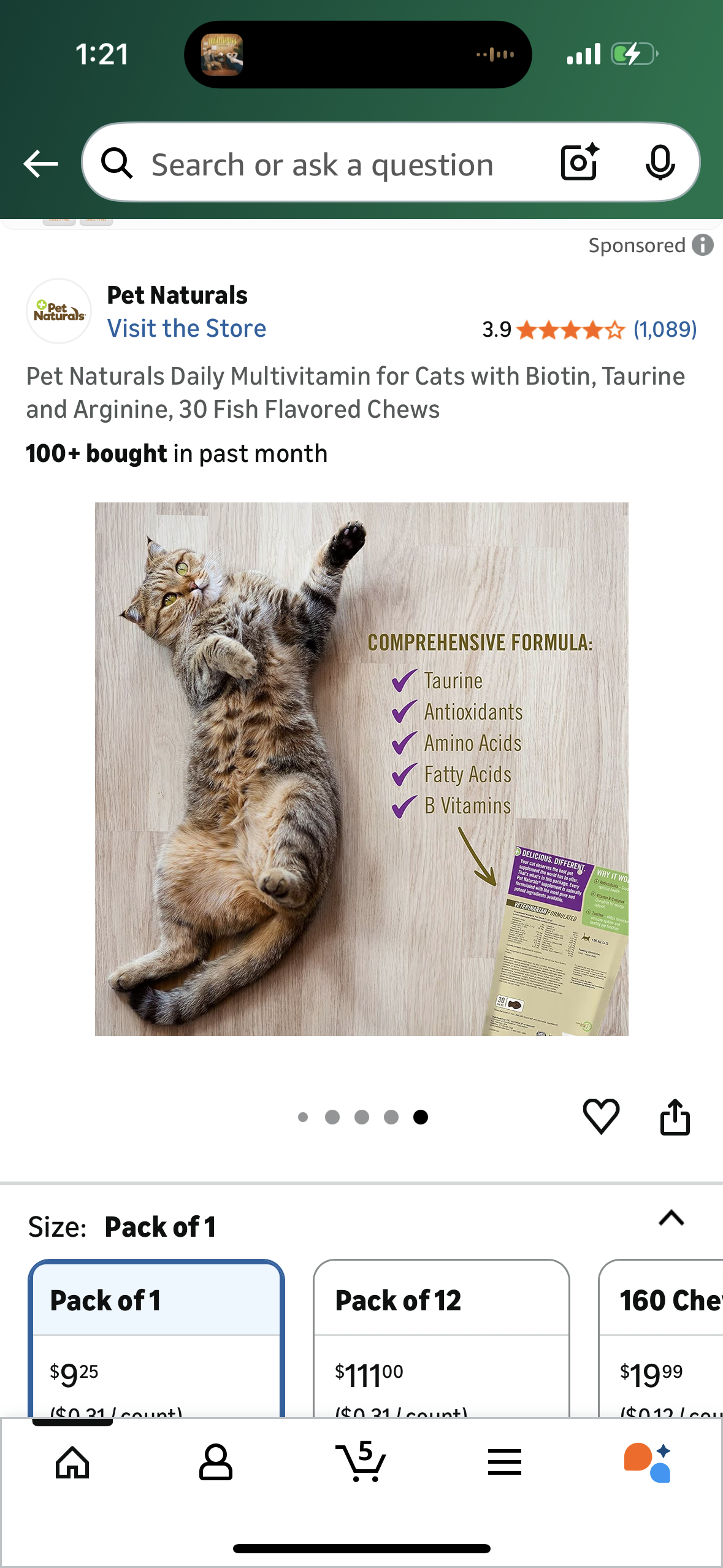 Pet Naturals Daily Multivitamin for Cats with Biotin, Taurine and Arginine, 30 Fish Flavored Chews