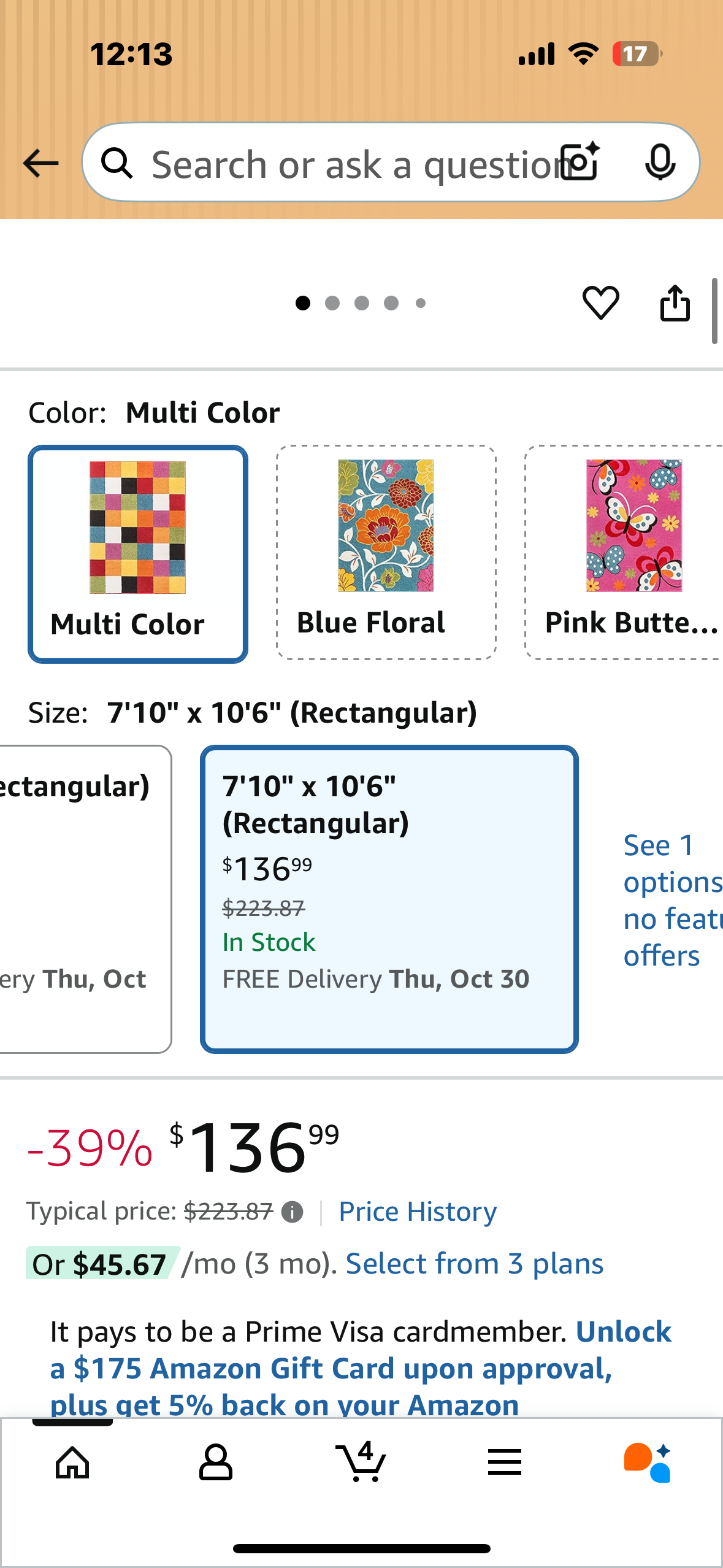 Modern Squares Multi Geometric Area Rug (7'10" x 10'6"), Abstract Checkerborad Boxes, Bright Living Room, Nursery, Bedroom Carpet, Soft, Durable Stain, Fade Resistant, Shed Free, Easy Clean (L1053)