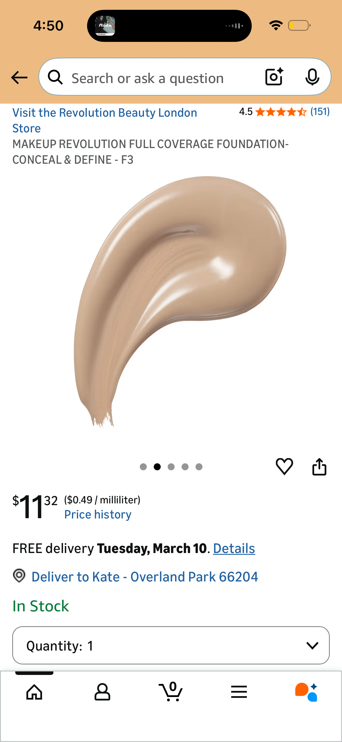 MAKEUP REVOLUTION FULL COVERAGE FOUNDATION- CONCEAL & DEFINE - F3