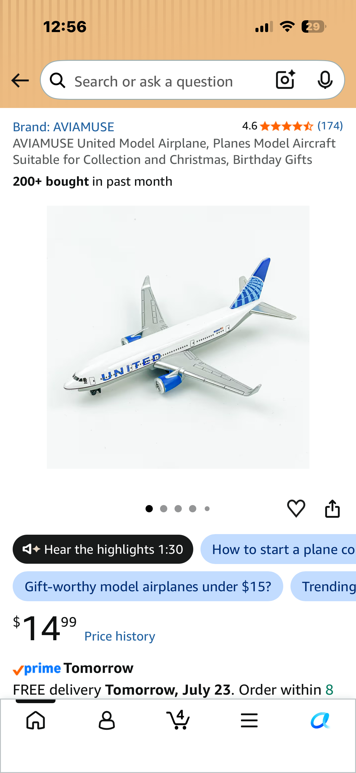 AVIAMUSE Southwest N872CB, die-cast collectible