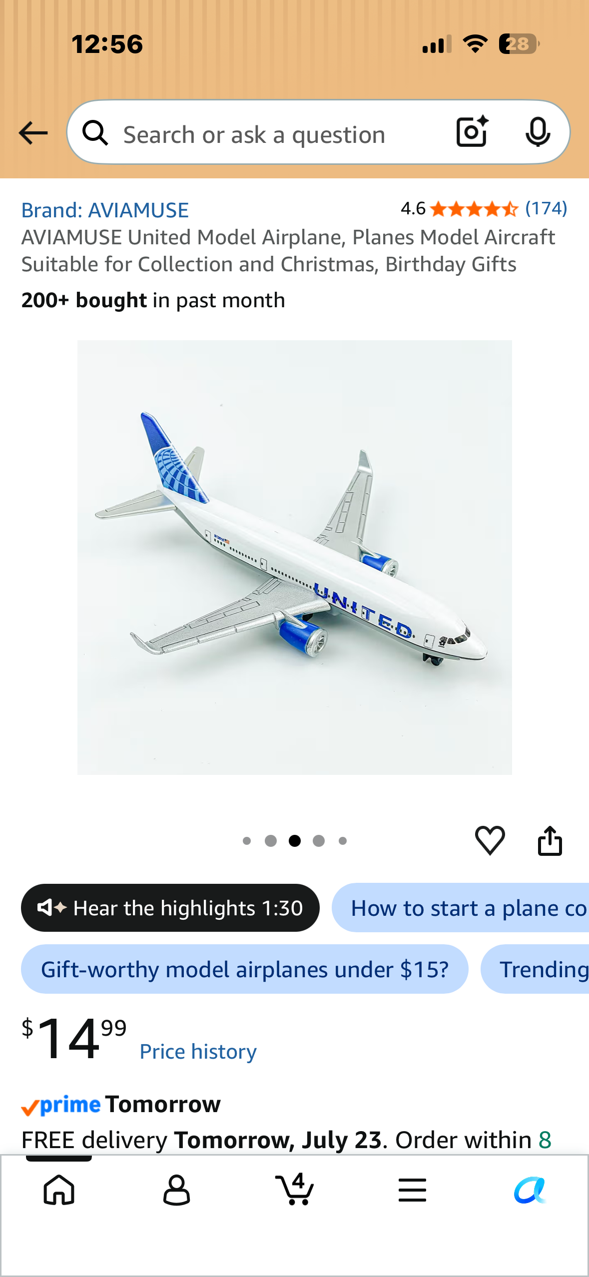 AVIAMUSE Southwest N872CB, die-cast collectible