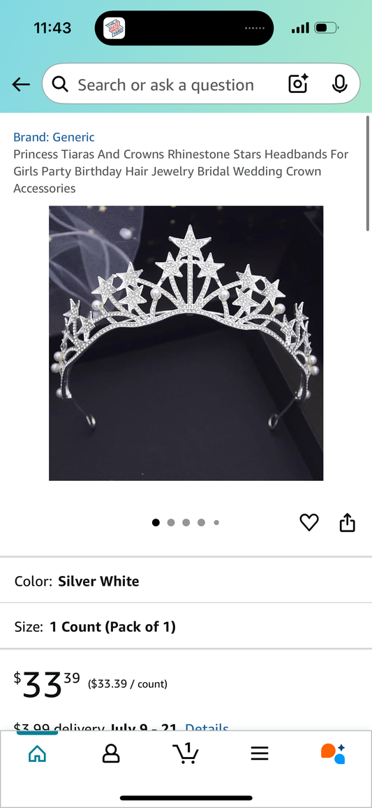 Rhinestone Pearl Wedding Crown, Sinide Baroque Queen Crown for Bride Princess Tiara for Women Silver Crown Princess Crystal Headband Tiaras for Girls - Wedding Halloween Faire Costume Birthday Hair Accessories
