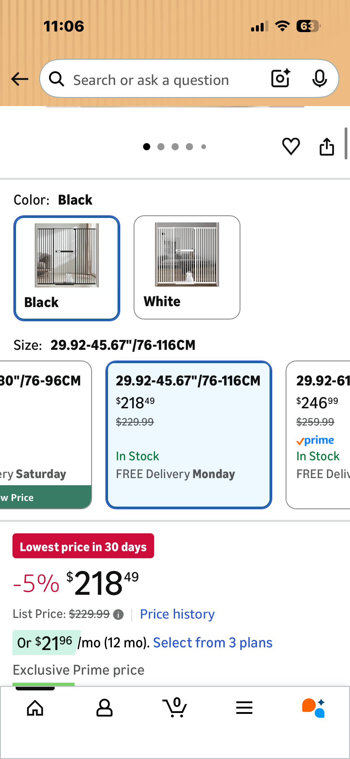 71" Extra Tall Pet Gate for Doorways, 29.9-45.6" Wide Tall Pet Safety Gate, Baby Safety Gate, Pressure Mounted, No Drill, Walk Through Door, Black Metal (R777)