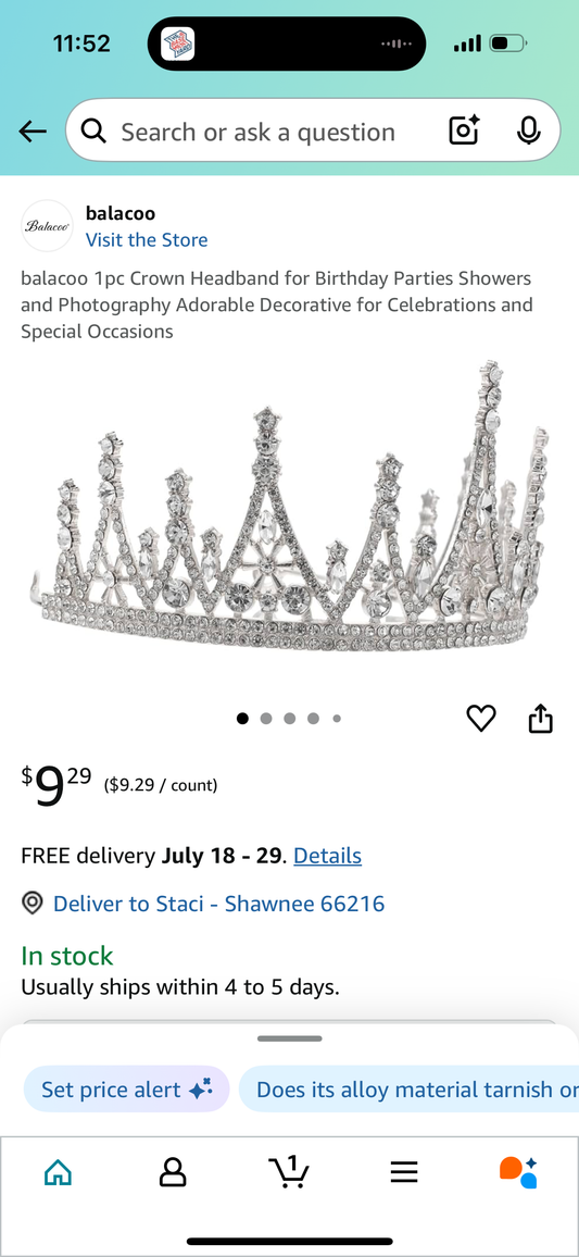 Crown Headband for Costume, Birthday, Parties, Showers