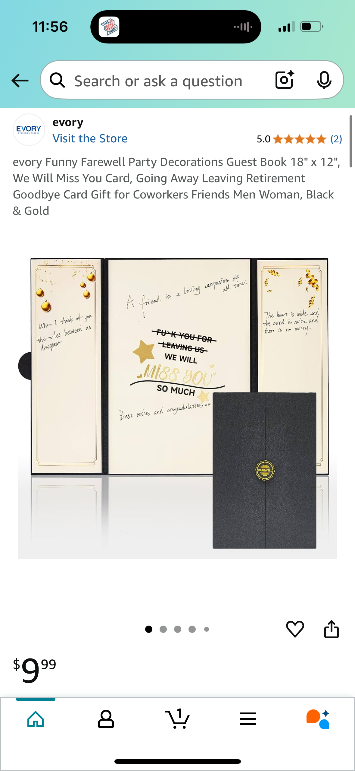 evory Funny Farewell Party Decorations Guest Book 18" x 12", We Will Miss You Card, Going Away Leaving Retirement Goodbye Card Gift for Coworkers Friends Men Woman, Black & Gold