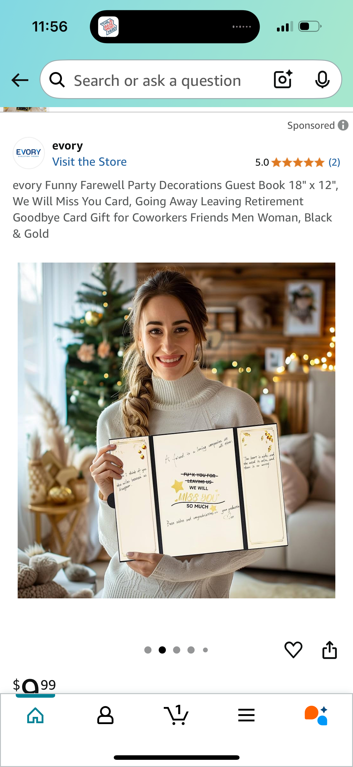 evory Funny Farewell Party Decorations Guest Book 18" x 12", We Will Miss You Card, Going Away Leaving Retirement Goodbye Card Gift for Coworkers Friends Men Woman, Black & Gold