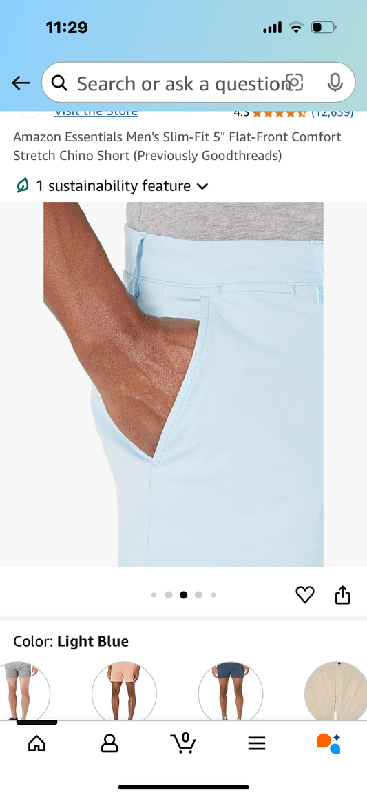 Amazon Essentials Men's Slim-Fit 5" Flat-Front Comfort Stretch Chino Short (Previously Goodthreads)