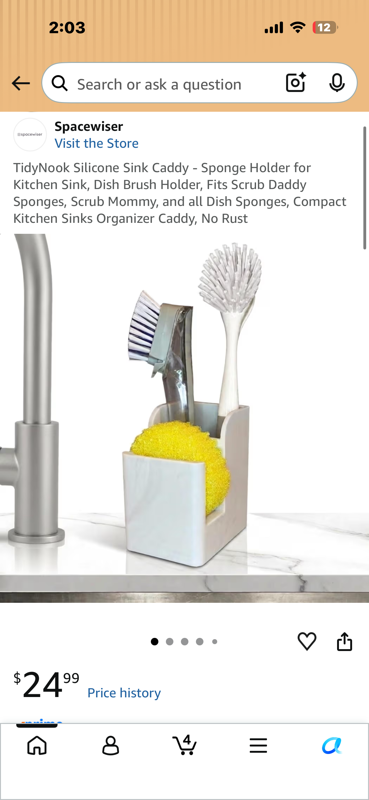 TidyNook Silicone Sink Caddy - Sponge Holder for Kitchen Sink, Dish Brush Holder, Fits Scrub Daddy Sponges, Scrub Mommy, and all Dish Sponges, Compact Kitchen Sinks Organizer Caddy, No Rust