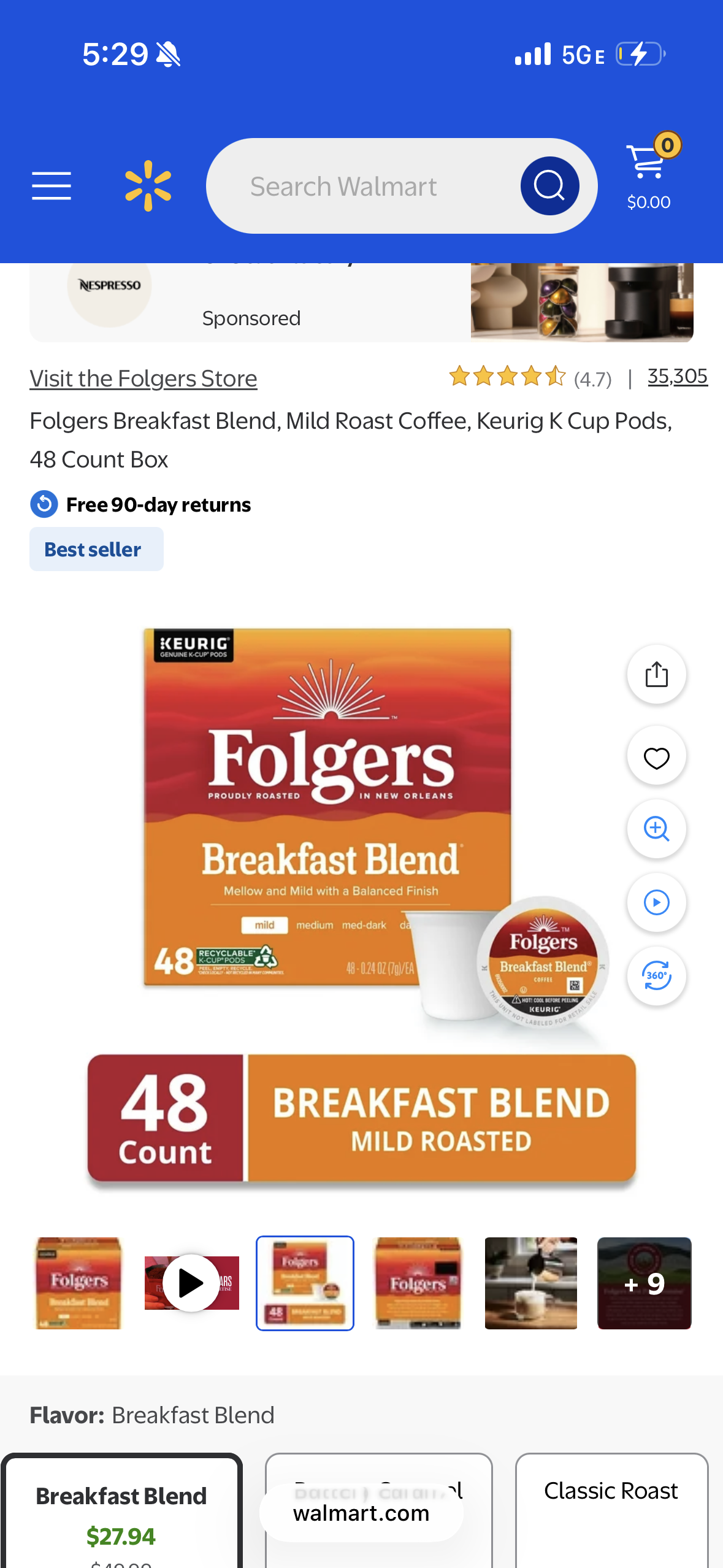 Folgers K Cups (Breakfast Blend, 12 Count (Pack of 4))