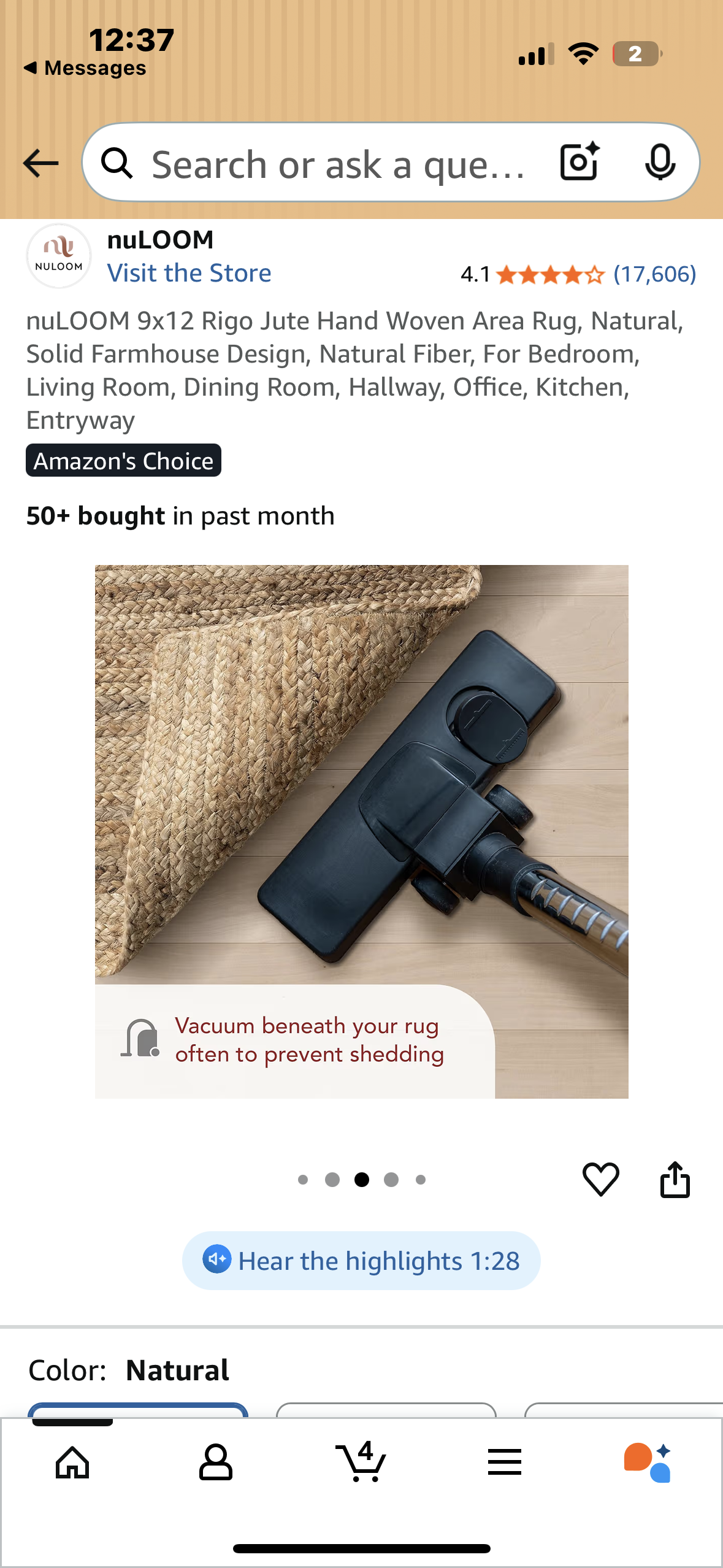 9x12 Jute Hand Woven Area Rug, Natural, Solid Farmhouse Design, Natural Fiber, For Bedroom, Living Room, Dining Room, Hallway, Office, Kitchen, Entryway (L1054)