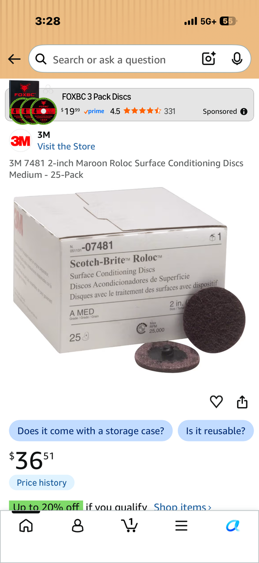 3M 7481 2-inch Maroon Roloc Surface Conditioning Discs Medium - 25-Pack