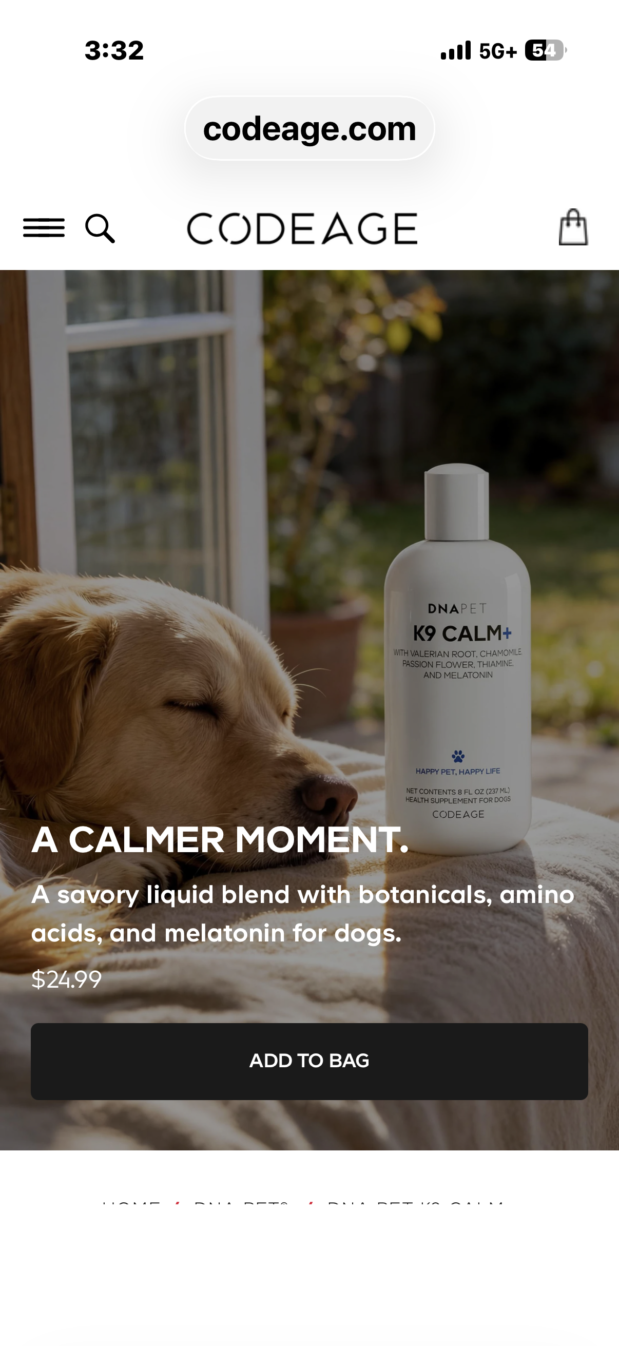 BOTANICALS & MELATONIN DNA PET K9 CALM