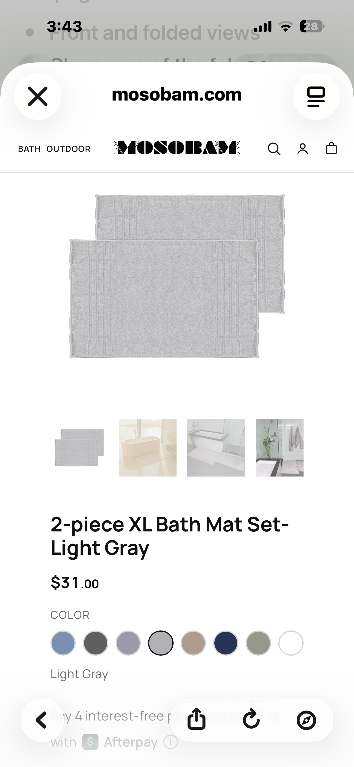 Mosobam 2-piece XL Bath Mat Set – Light Gray