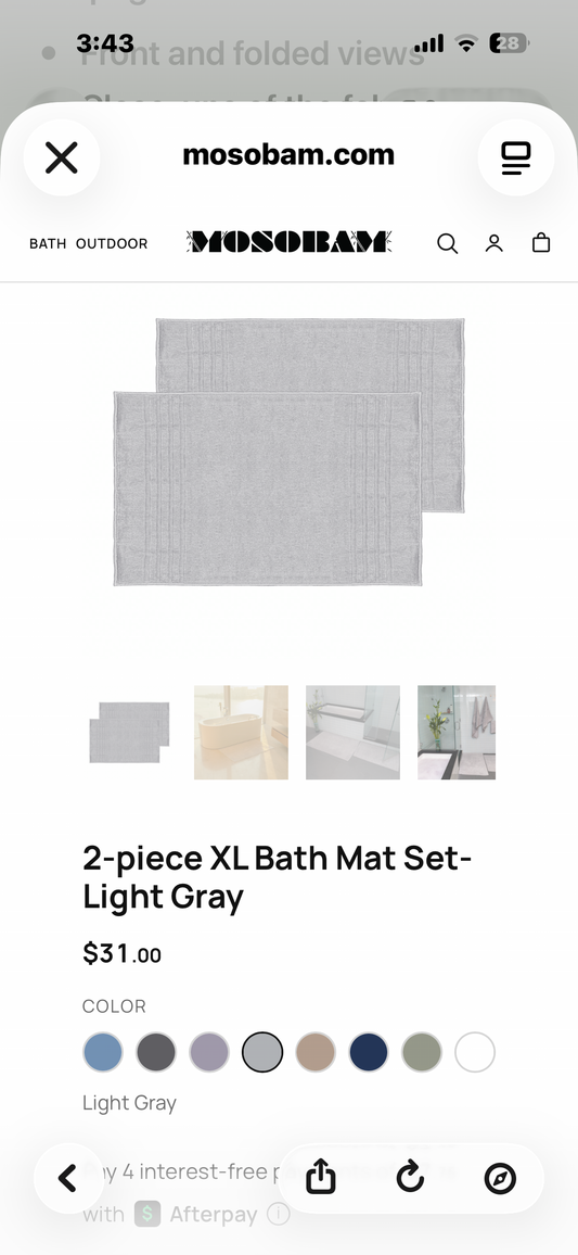 Mosobam 2-piece XL Bath Mat Set – Light Gray