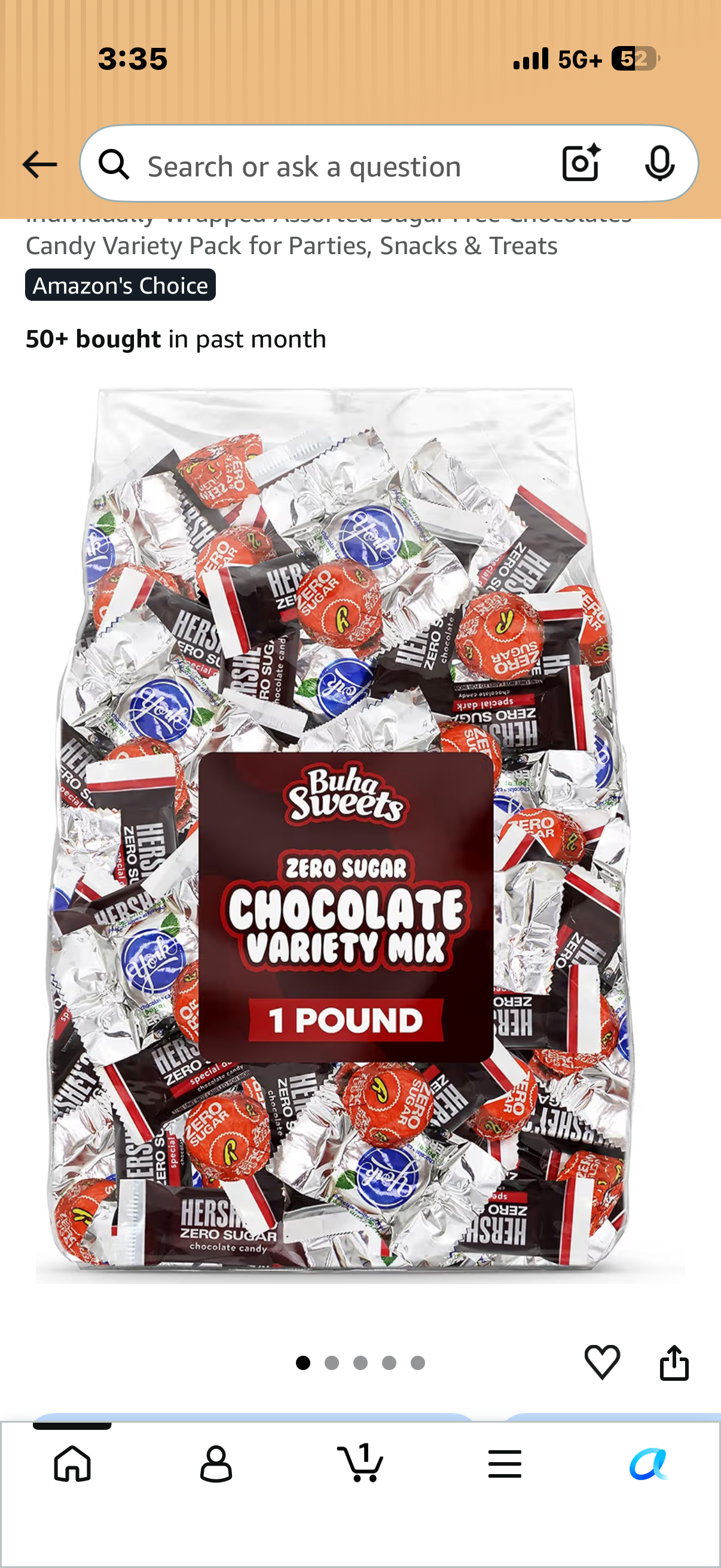Zero Sugar Chocolate Candy Mix - 1 Pound Bulk Individually Wrapped Assorted Sugar Free Chocolates Candy Variety Pack for Parties, Snacks & Treats