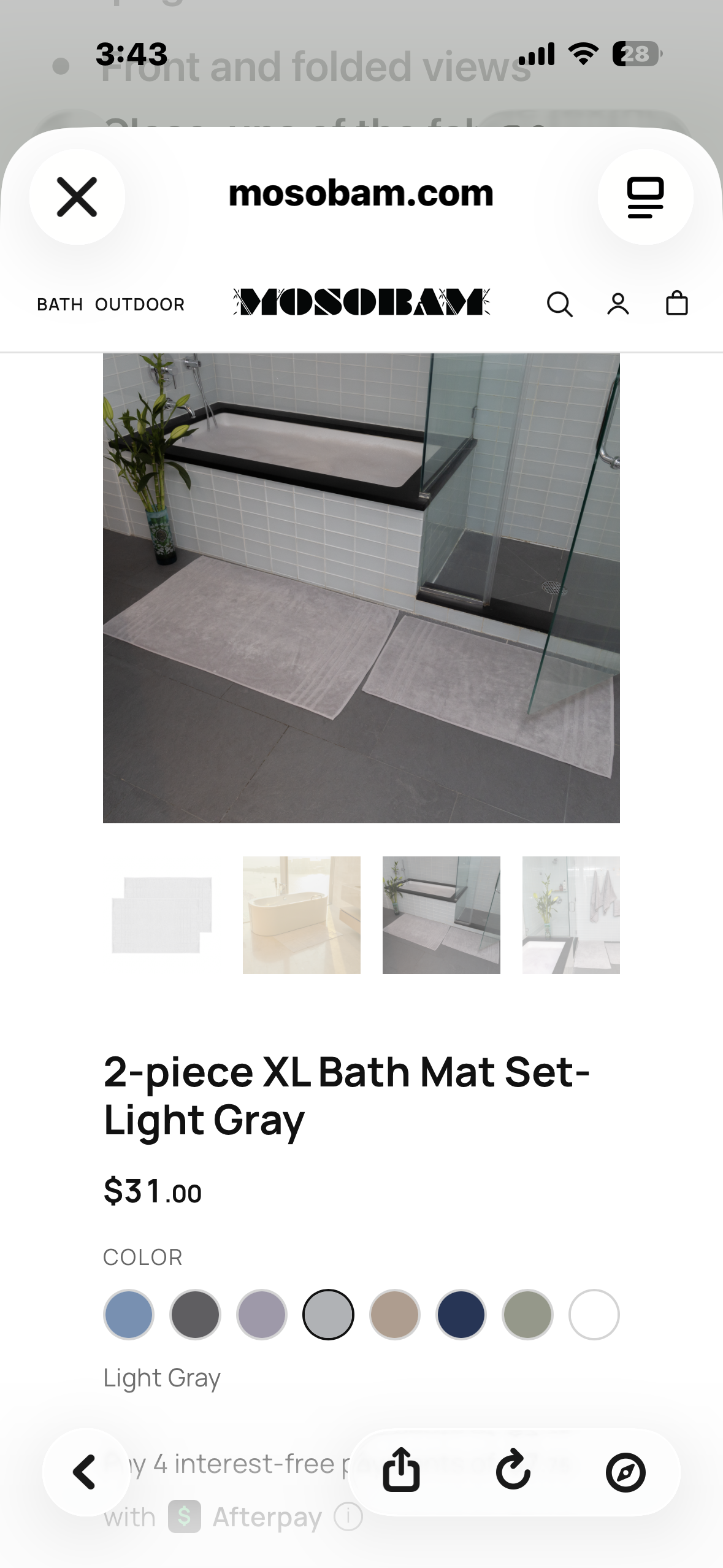 Mosobam 2-piece XL Bath Mat Set – Light Gray