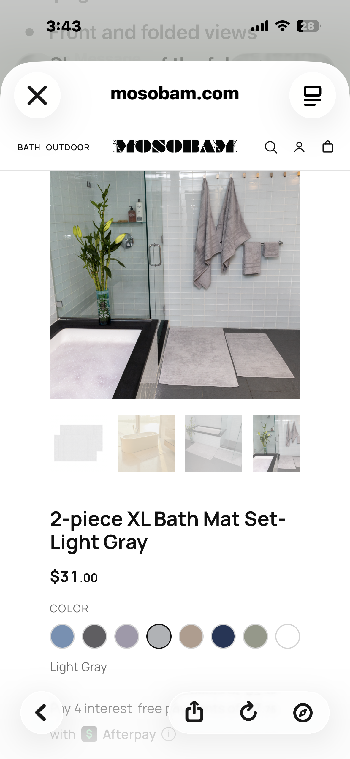 Mosobam 2-piece XL Bath Mat Set – Light Gray