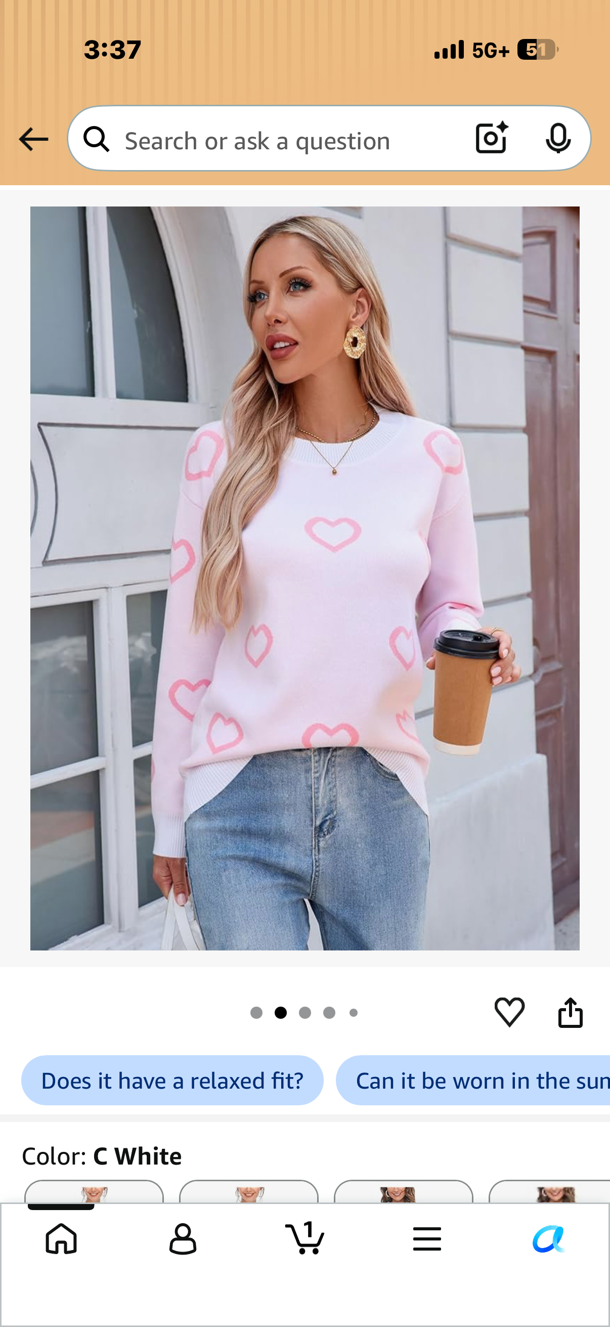 shermie Women's Cute Heart Knit Sweater Long Sleeve Crew Neck Loose Casual Pullover Sweaters(Size Large)