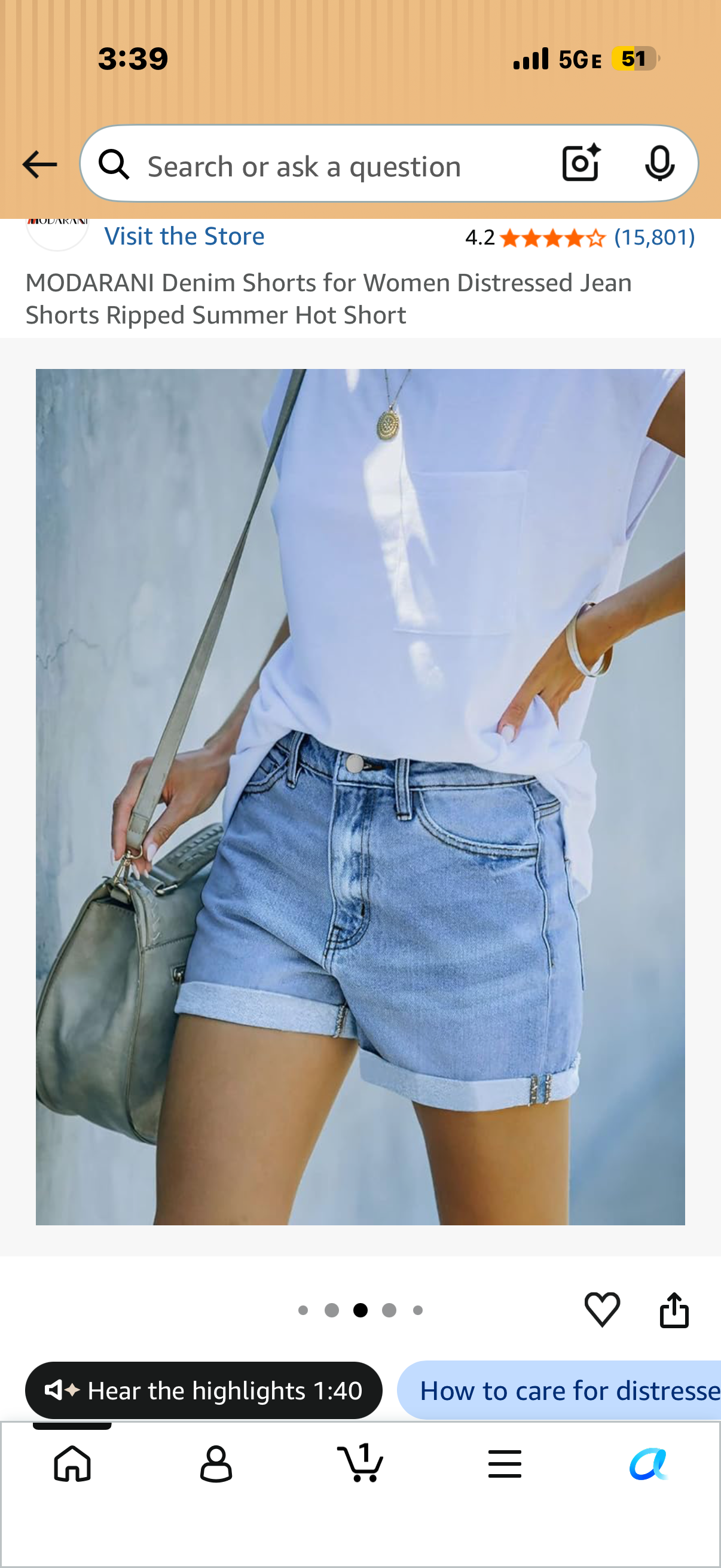 Denim Shorts for Women Distressed Jean Shorts (Size XXL)
