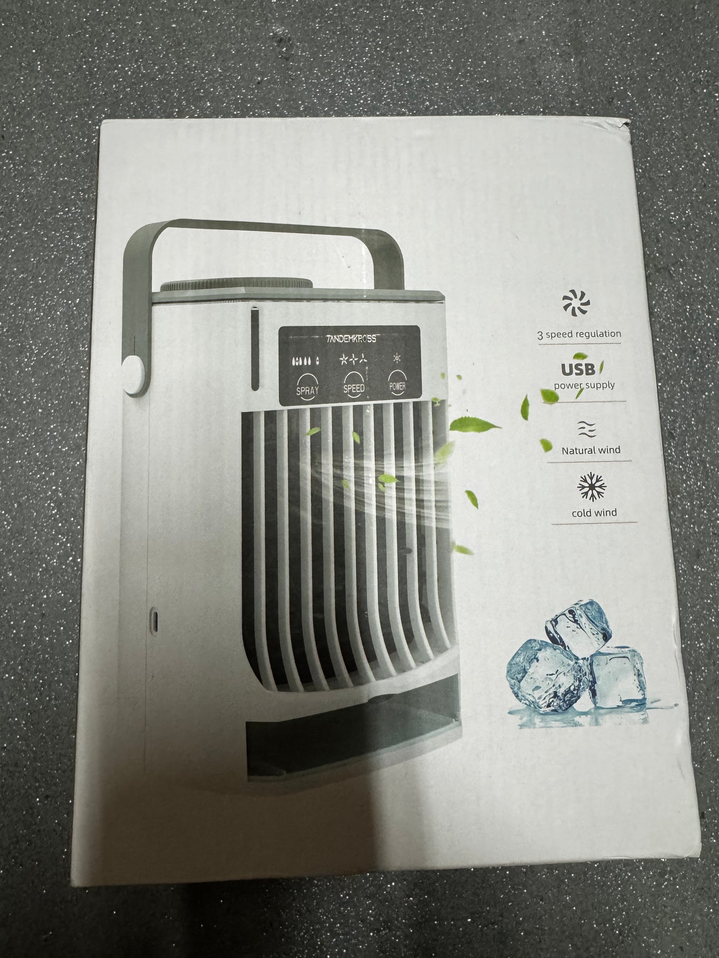Portable Air Conditioner Cooling Fan, 500ML Rechargeable Mini Evaporative Air Cooler, 3 Wind Speeds Desktop Conditioners Fan