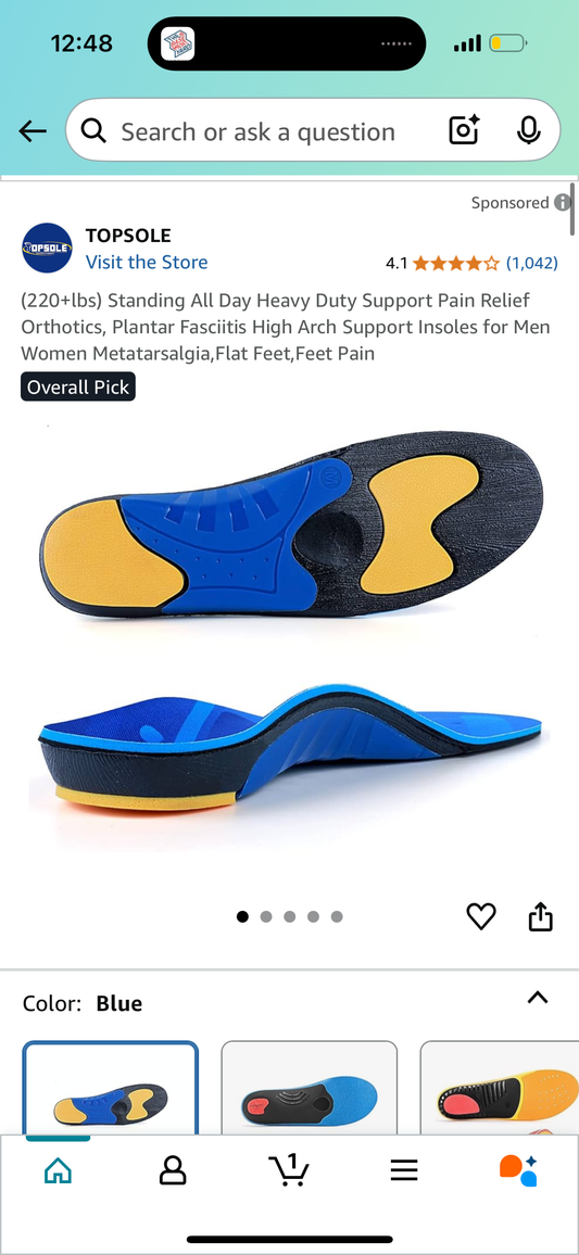 TOPSOLE (220+lbs) Standing All Day Heavy Duty Support Pain Relief Orthotics, Plantar Fasciitis High Arch Support Insoles for Men Women Metatarsalgia,Flat Feet,Feet Pain Men 8-8.5, Women 10-10.5
