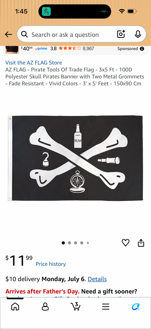AZ FLAG - Pirate Tools Of Trade Flag - 3x5 Ft - 100D Polyester Skull Pirates Banner with Two Metal Grommets - Fade Resistant - Vivid Colors - 3' x 5' Feet - 150x90 Cm