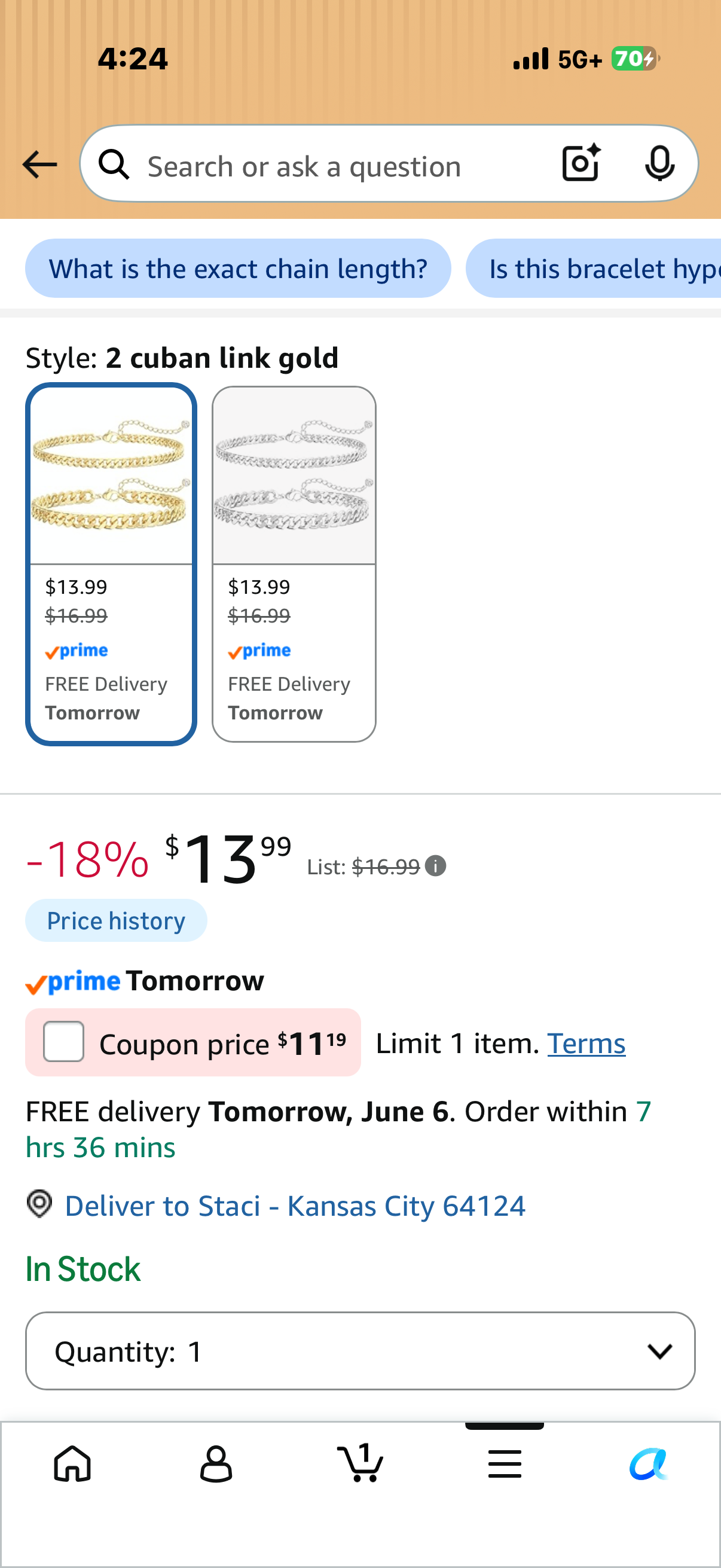 Gold Bracelets for Women Waterproof，Chunky 14K Gold Plated/Sterling Silver Plated Dainty Stackable Cuban Link Chain Bracelets Set Non Tarnish Minimalist, Adjustable Trendy Jewelry Gift