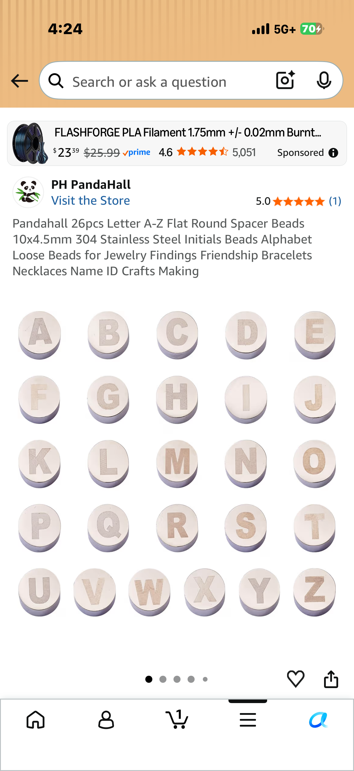 Pandahall 26pcs Letter A-Z Flat Round Spacer Beads 10x4.5mm 304 Stainless Steel Initials Beads Alphabet Loose Beads for Jewelry Findings Friendship Bracelets Necklaces Name ID Crafts Making