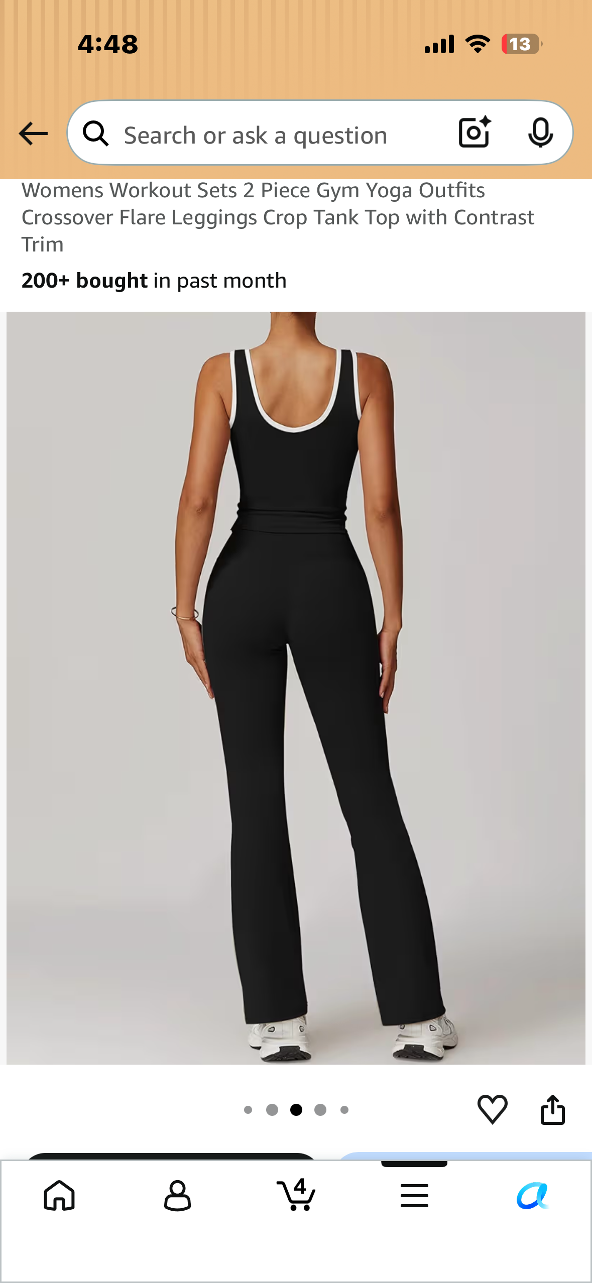 Womens Workout Sets 2 Piece Gym Yoga Outfits Crossover Flare Leggings Crop Tank Top with Contrast Trim (Size Medium)