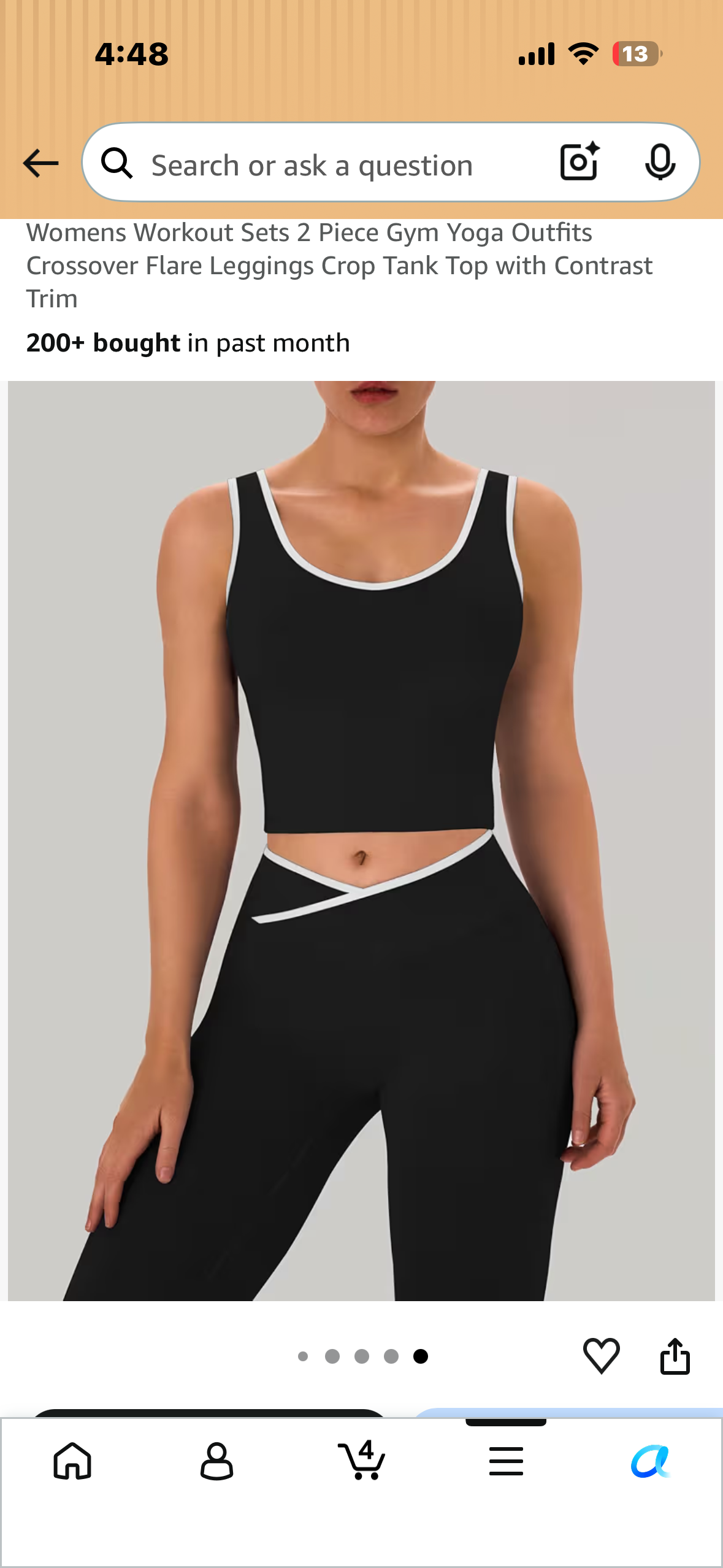 Womens Workout Sets 2 Piece Gym Yoga Outfits Crossover Flare Leggings Crop Tank Top with Contrast Trim (Size Medium)